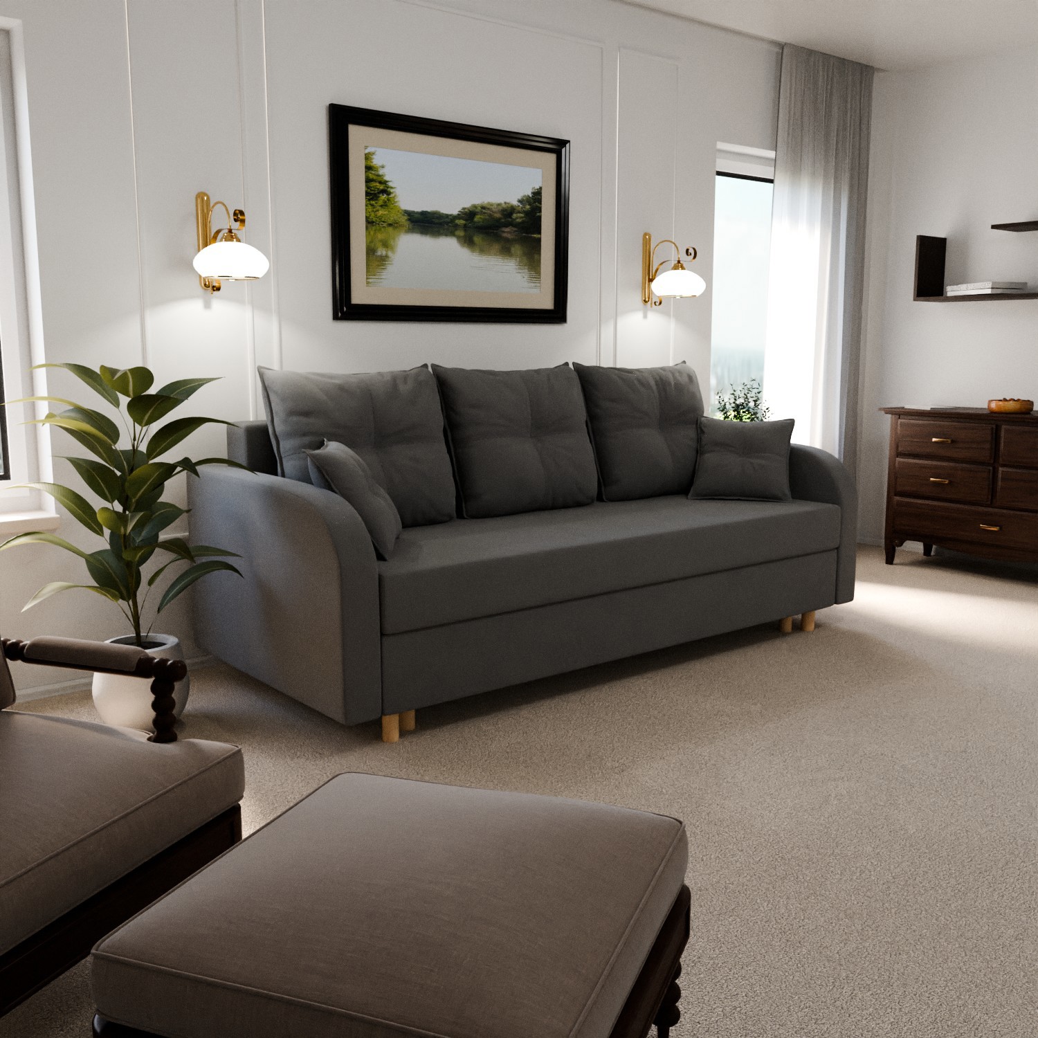 Изображение товара Раскладной диван Yorcom Генри 32 велюр серый современный дизайн