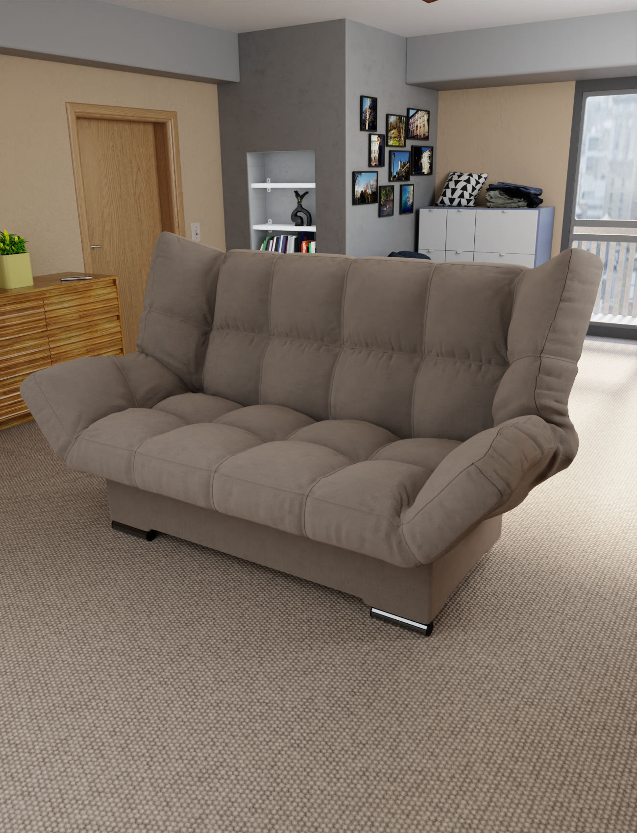 Изображение товара Раскладной диван Yorcom Клик-кляк 7 205x100x100 см велюр цвет бежевый