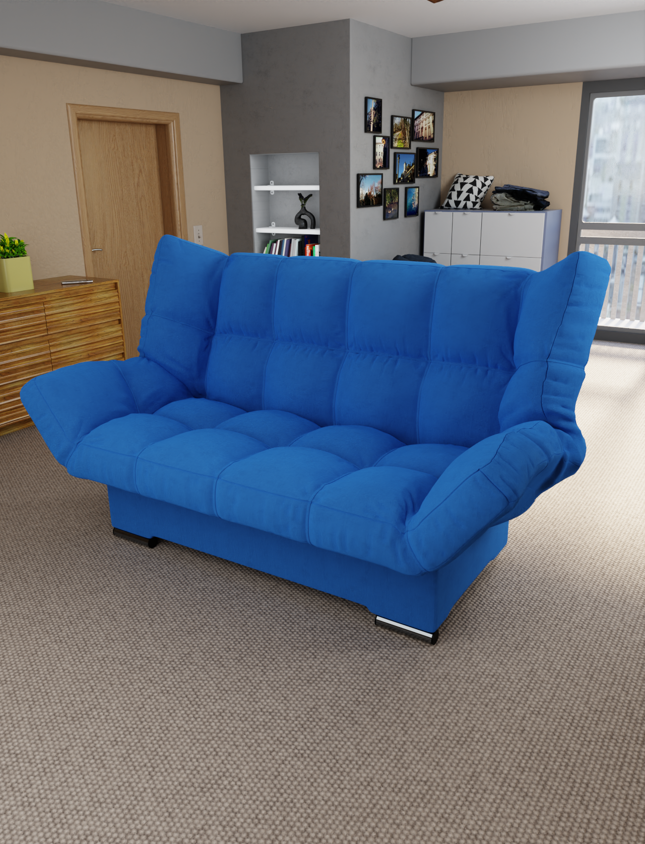 Изображение товара Раскладной диван Yorcom Клик-кляк 45 205x100x100 см велюр цвет васильковый