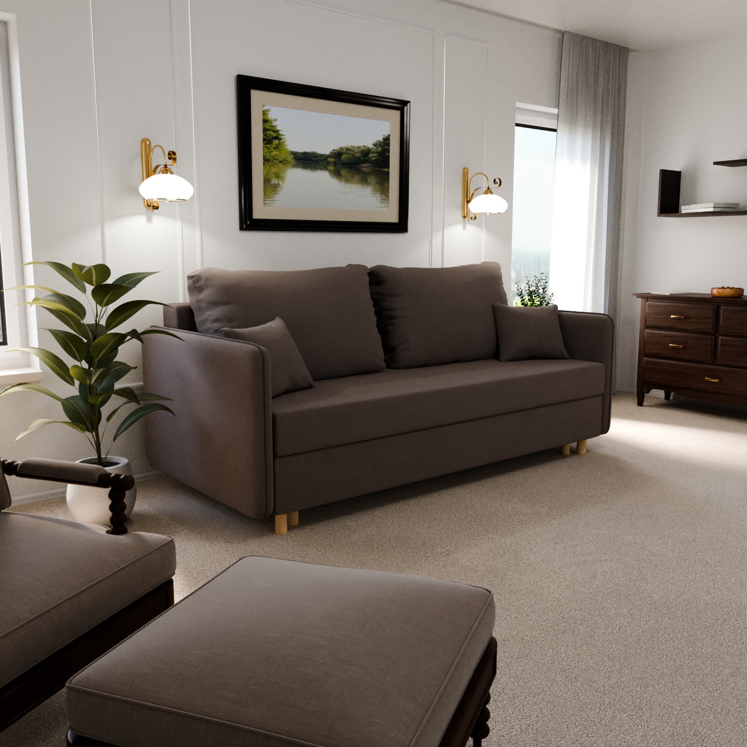 Изображение товара Раскладной диван Yorcom Комфорта 23 велюр коричневый для дома