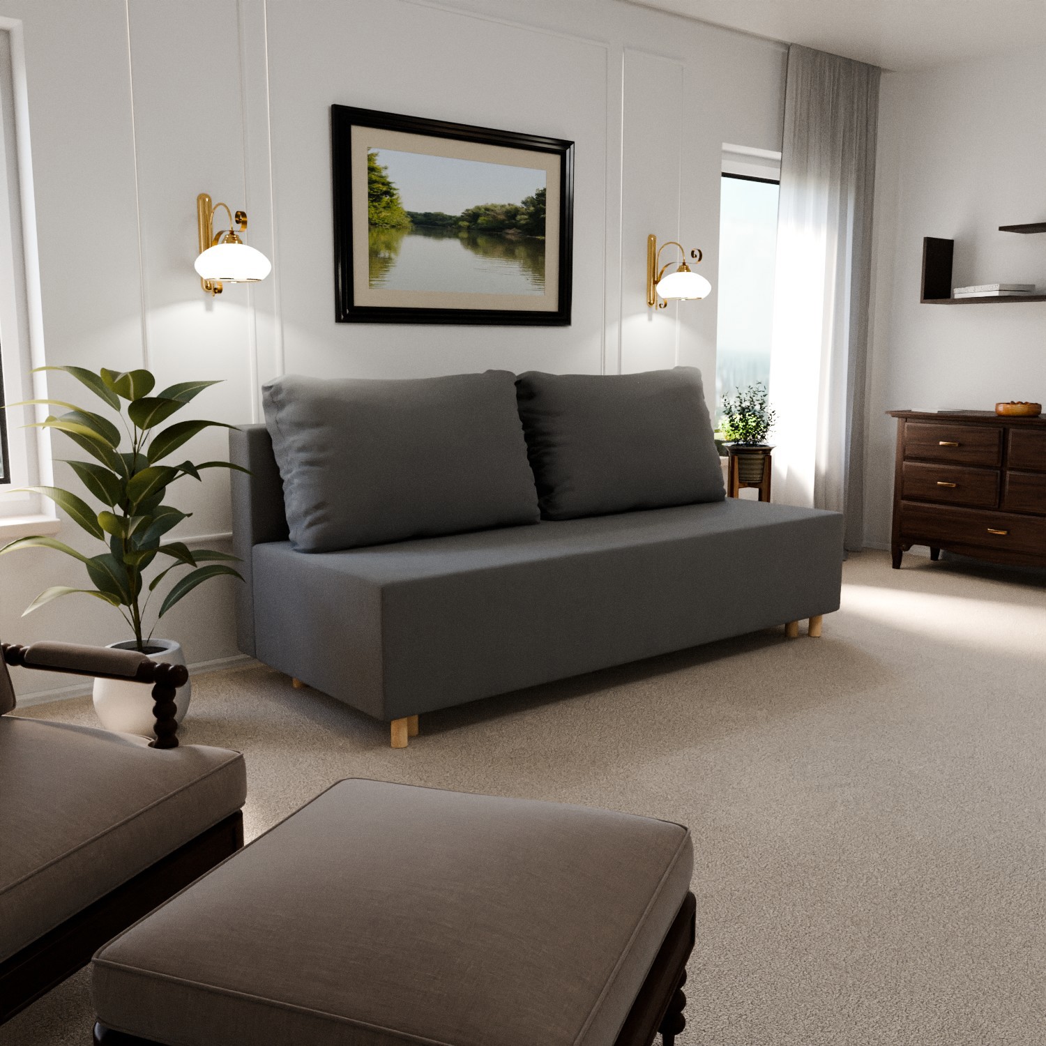 Изображение товара Раскладной диван Yorcom loft_32_NPB 190x80x100 см велюр цвет серый