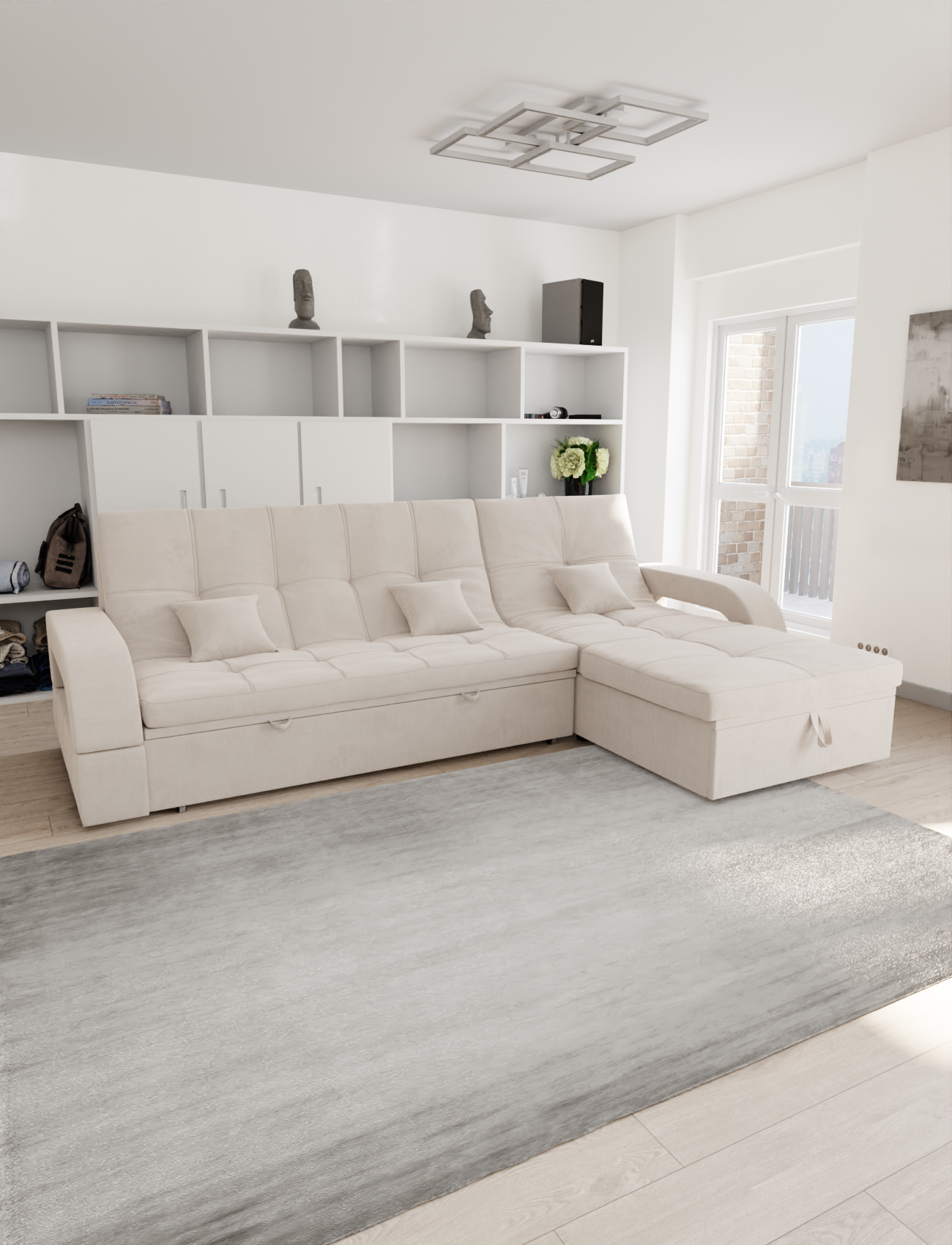 Изображение товара Раскладной диван Yorcom Майами-2 1 268x97x175 см велюр цвет белый