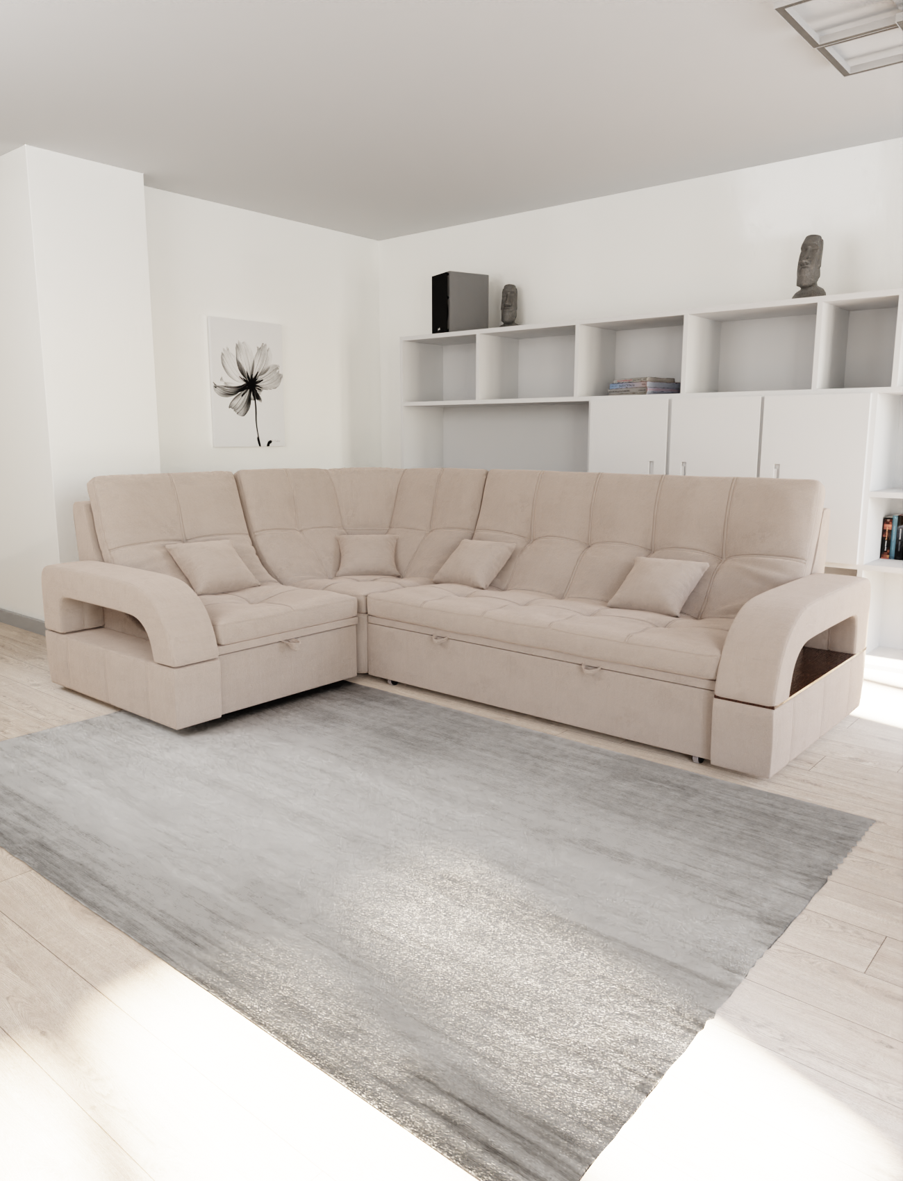 Изображение товара Раскладной модульный диван Майами-3 велюр бежевый YORCOM