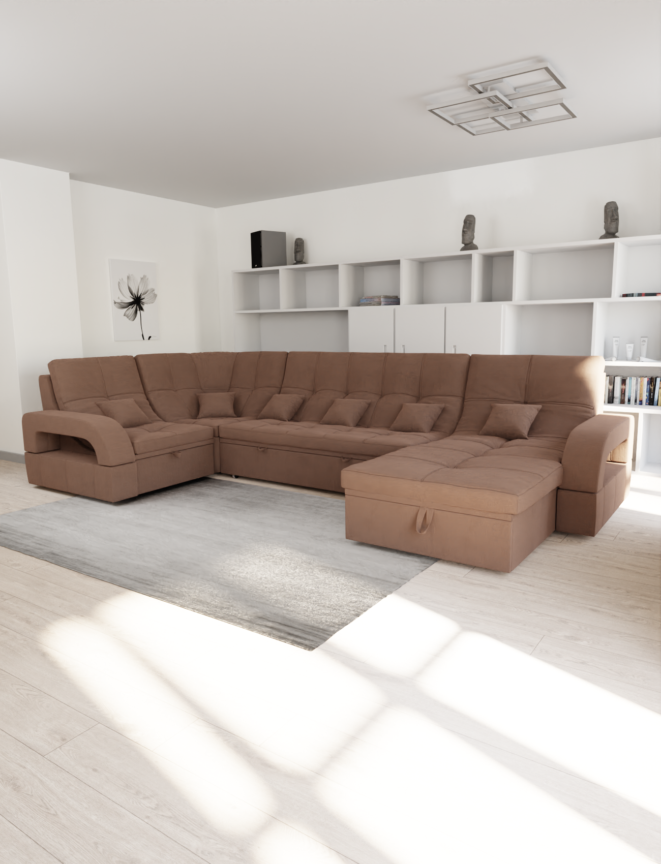 Изображение товара Раскладной модульный диван Yorcom Майами-4 стиль лофт велюр коричневый