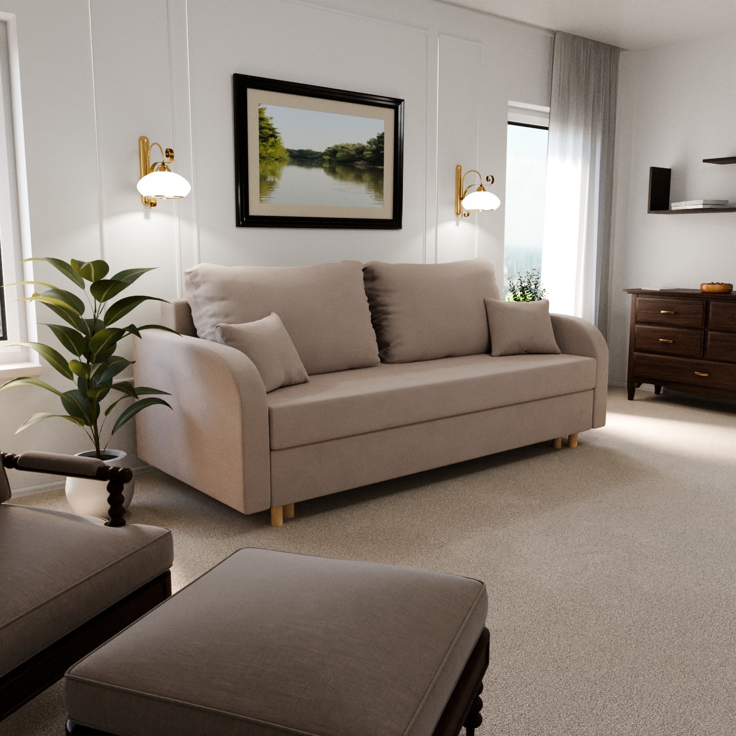 Изображение товара Раскладной диван-кровать YORCOM Оазис 220x80 см бежевый