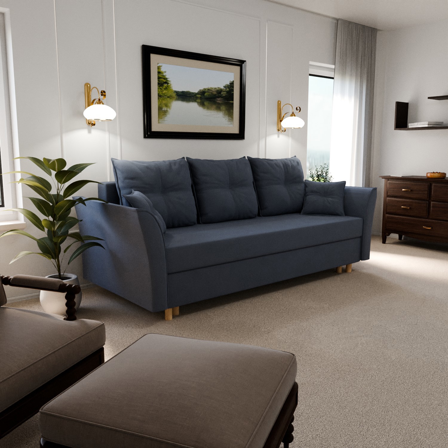 Изображение товара Раскладной диван Yorcom pandora_48 220x80x100 см велюр цвет серо-фиолетовый