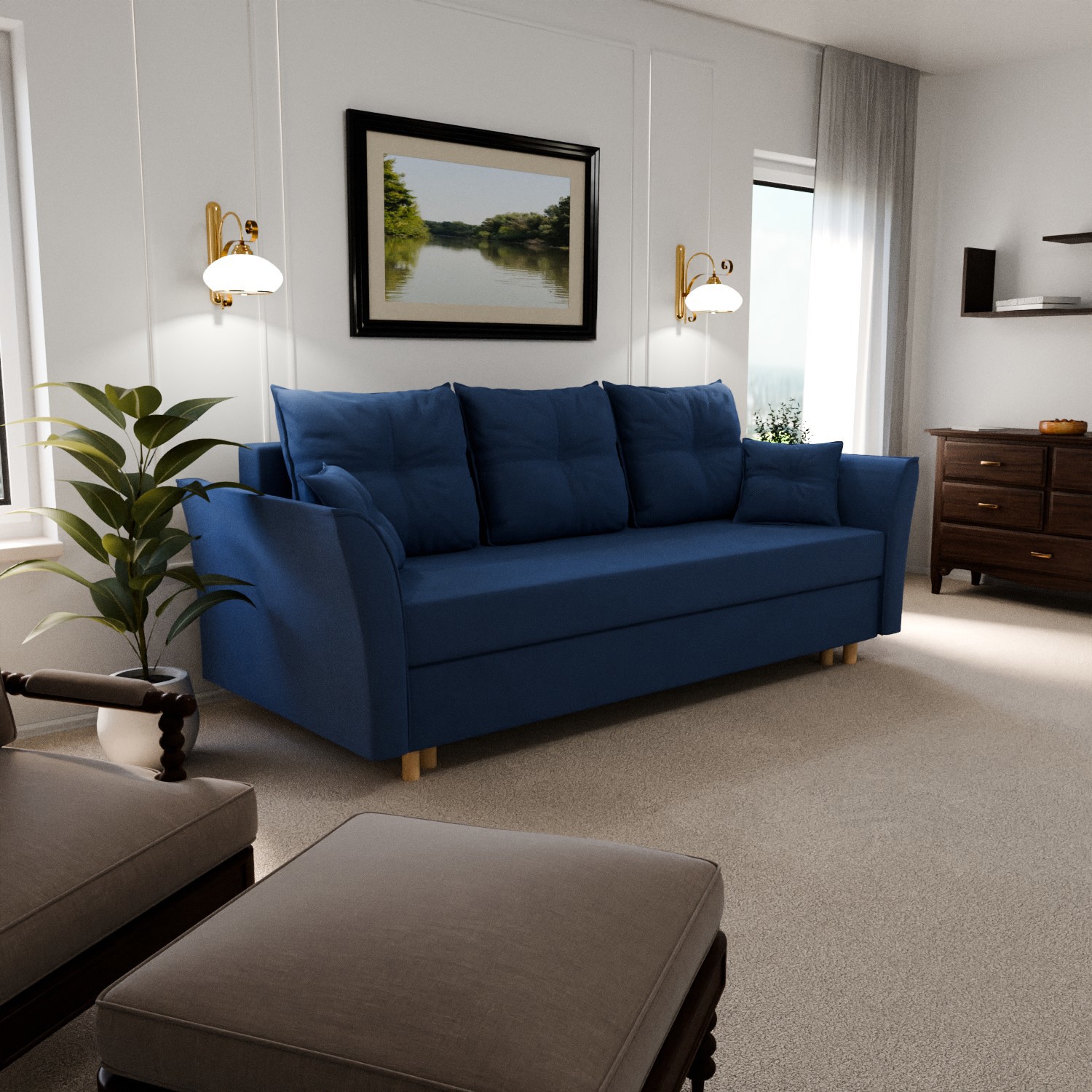 Изображение товара Раскладной диван Yorcom Pandora 26 синий размер 220x80x100 см комфорт и стиль