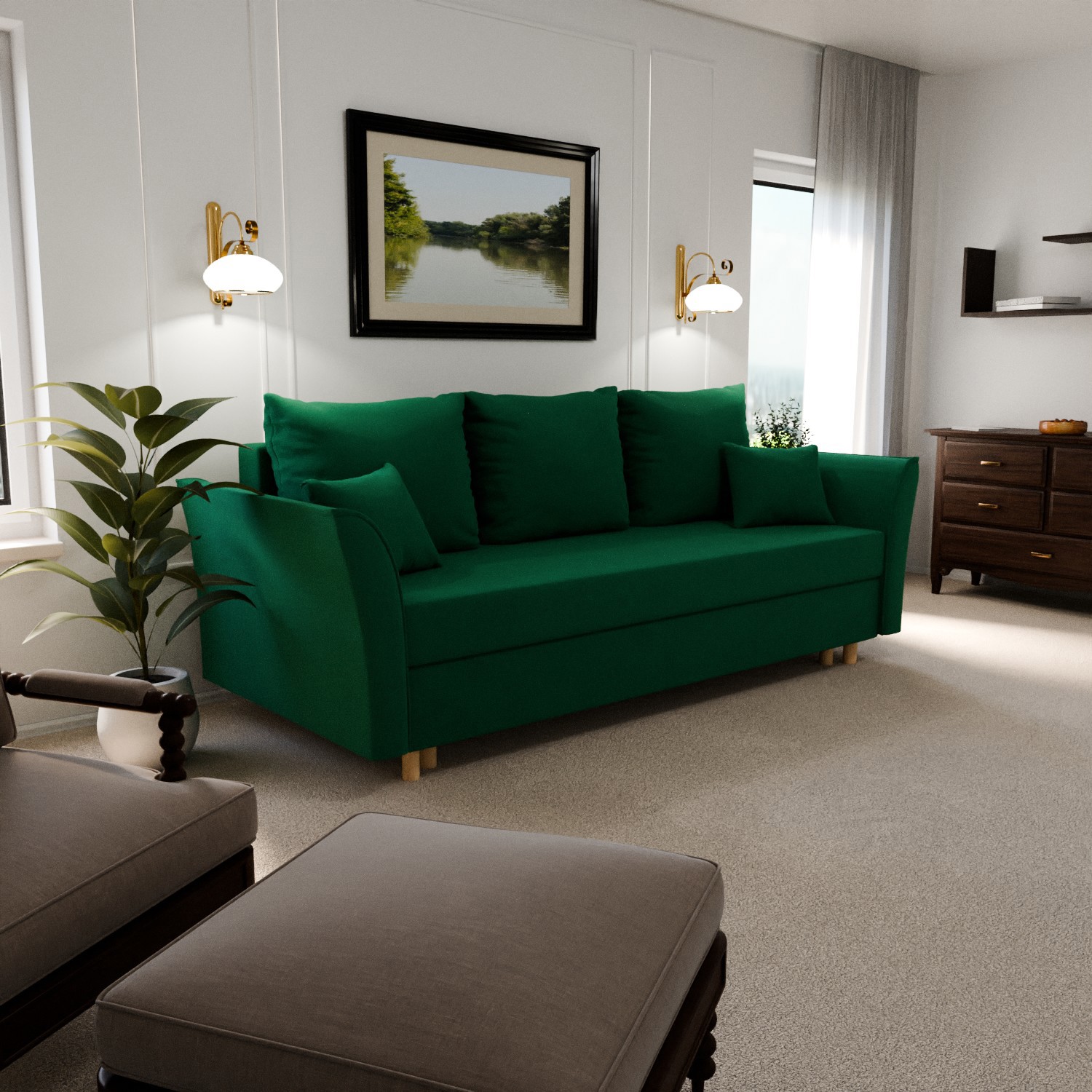 Изображение товара Раскладной диван YORCOM Мелодия 220x80x100 см зеленый велюр