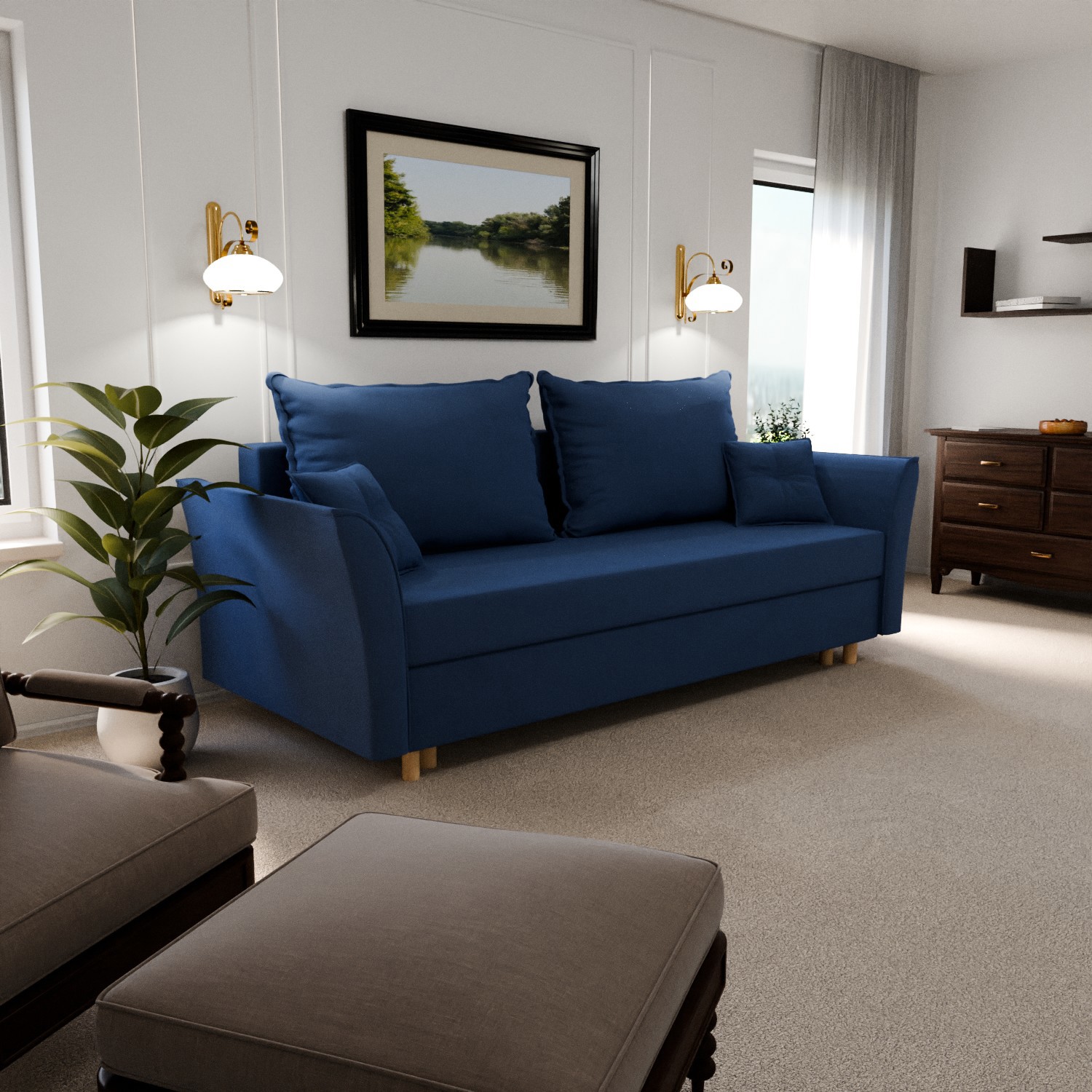 Изображение товара Раскладной диван Yorcom Наоми 26 220x80x100 см синий современный стиль