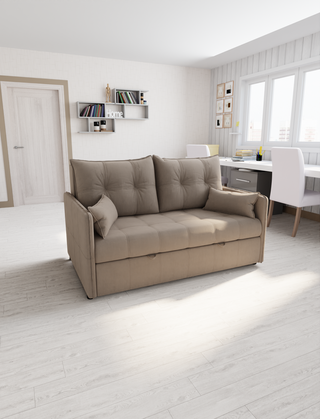 Изображение товара Раскладной диван Yorcom Палермо 7 180x92x104 см велюр цвет бежевый