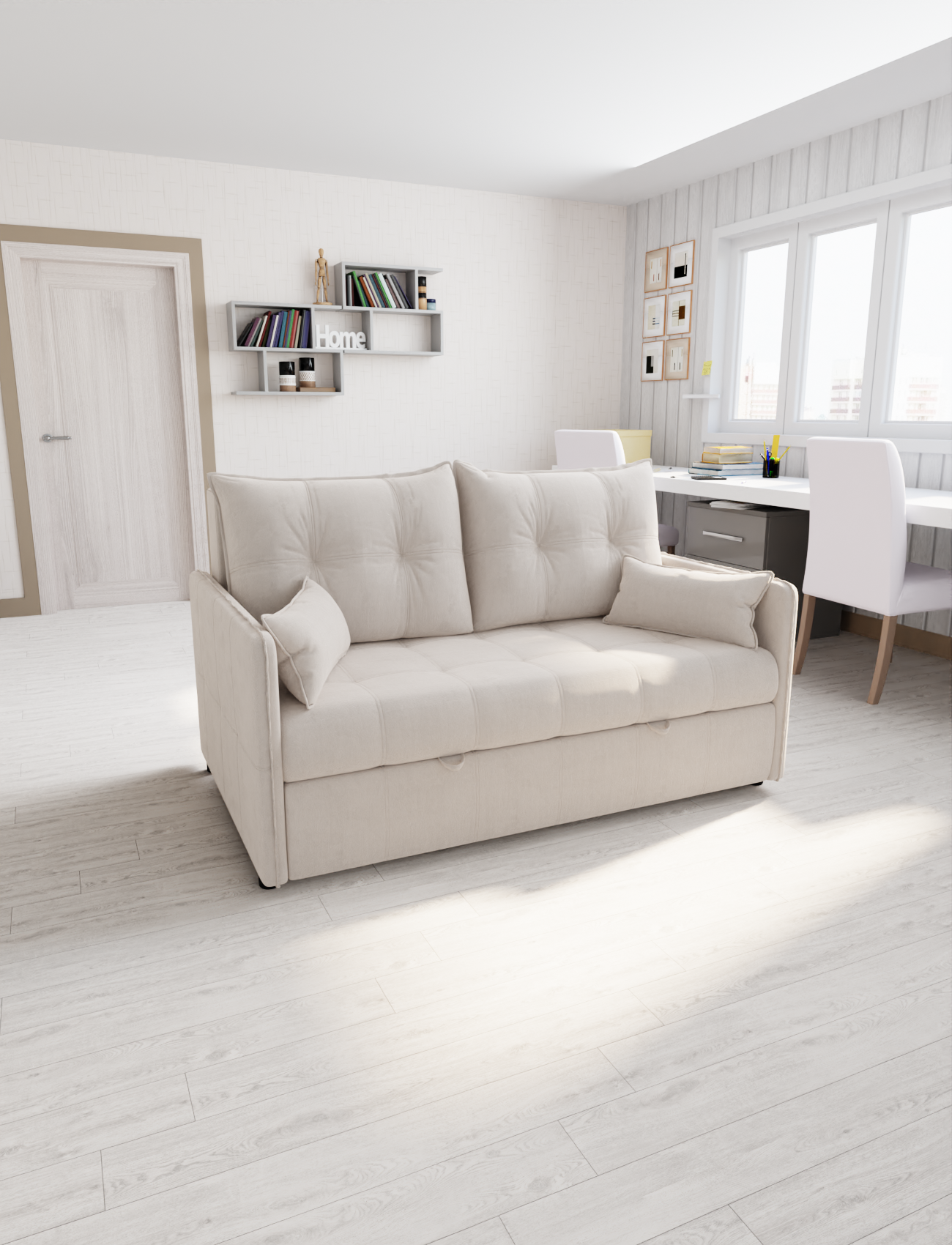 Изображение товара Раскладной диван Yorcom Палермо 1 180x92x104 см велюр цвет белый