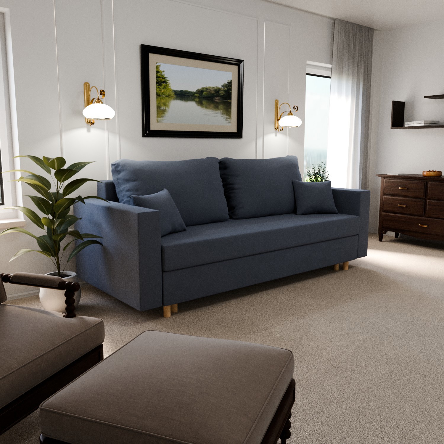 Изображение товара Раскладной диван Yorcom Пульсар 220x80x100 см велюр цвет серо-фиолетовый