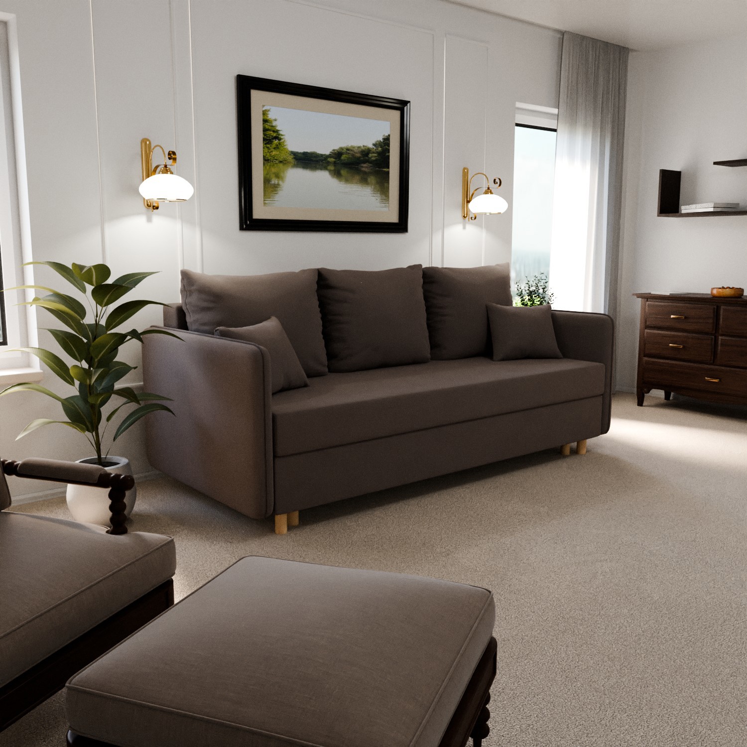 Изображение товара Раскладной диван Yorcom Санти_23 210x80x100 см велюр цвет коричневый