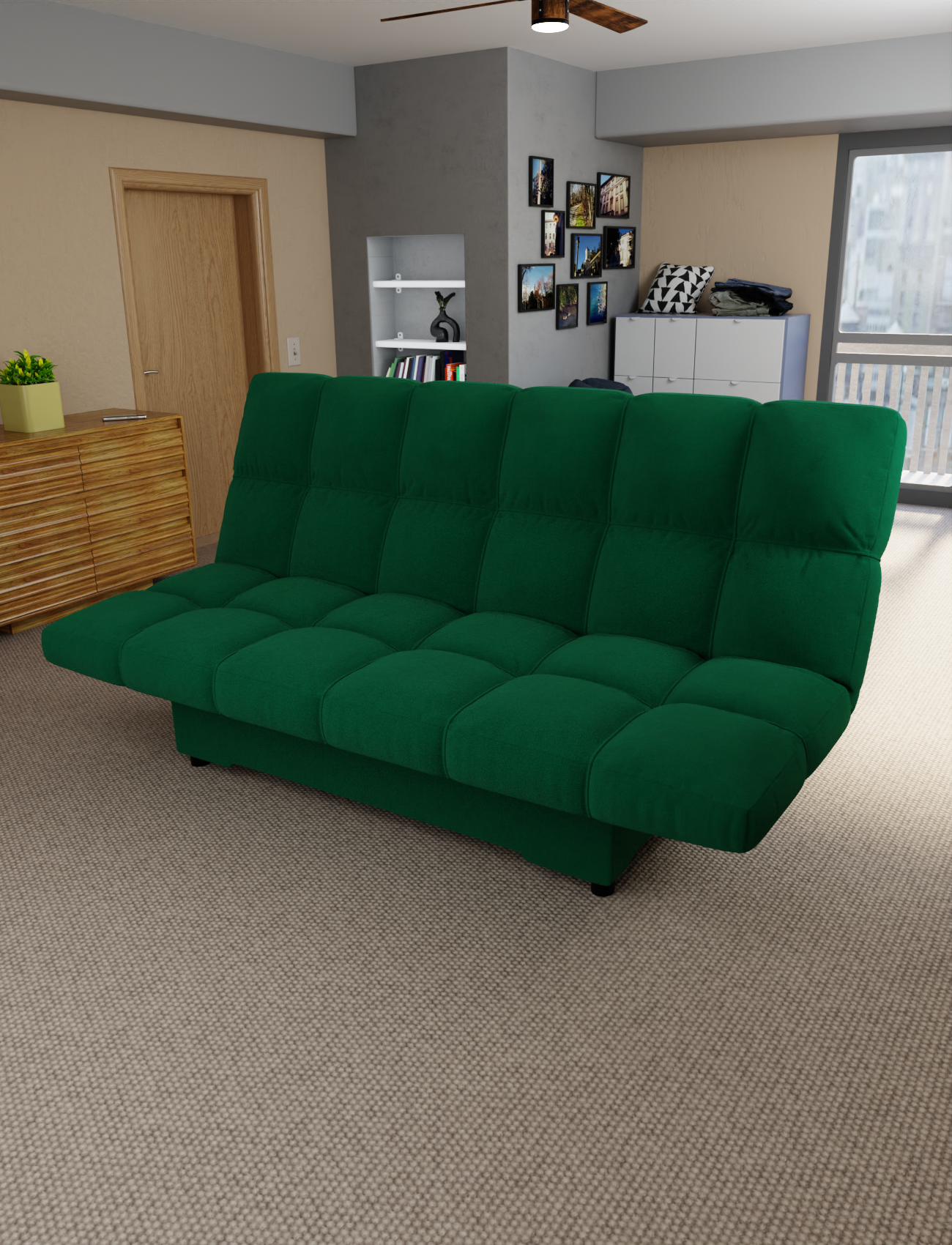 Изображение товара Раскладной диван Yorcom Финка 33 велюр зеленый компактный механизм книжка