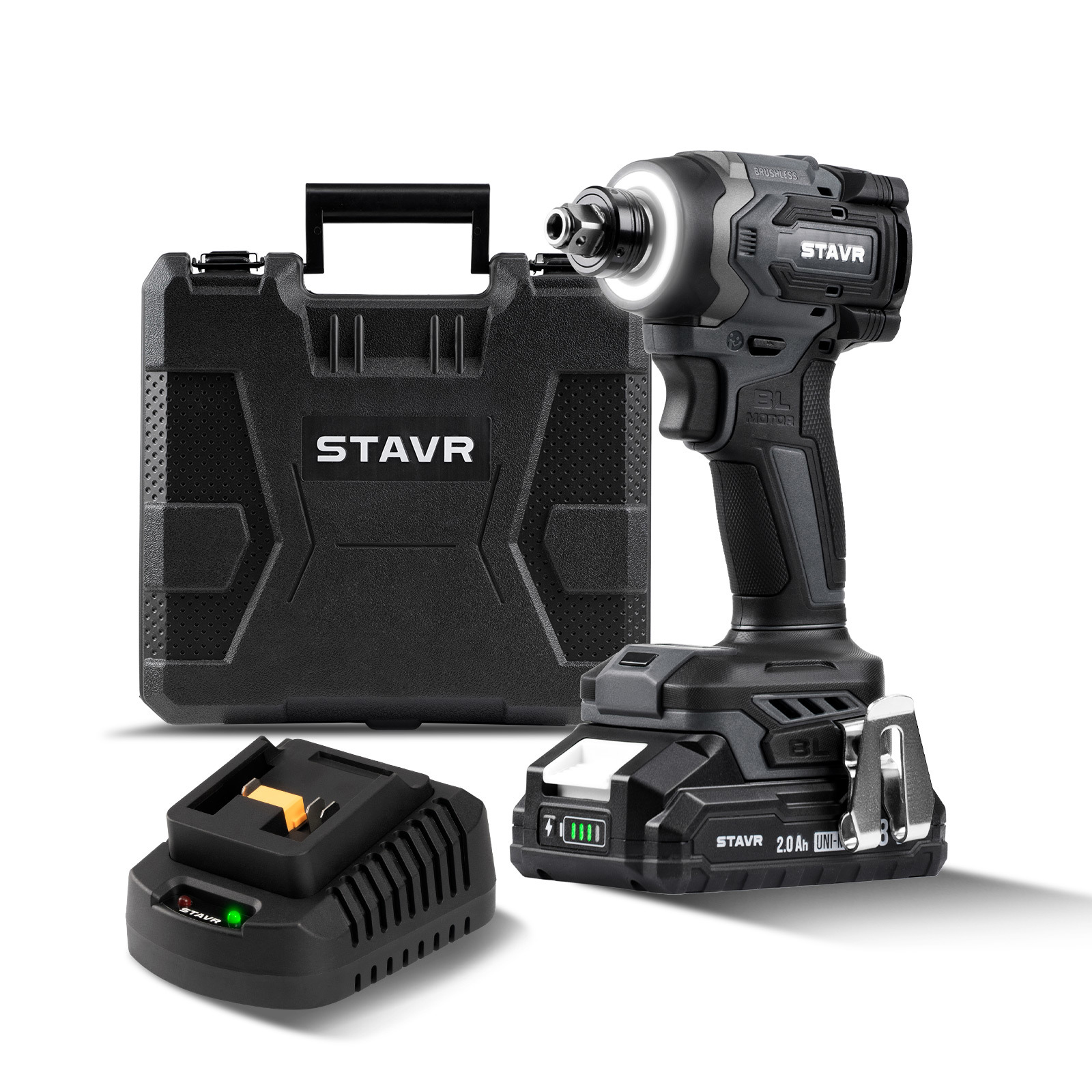 Изображение товара Шуруповерт аккумуляторный бесщеточный Stavr SID 18BL-230V-1K, 18 В Li-Ion 1x2 Ач 230 Нм