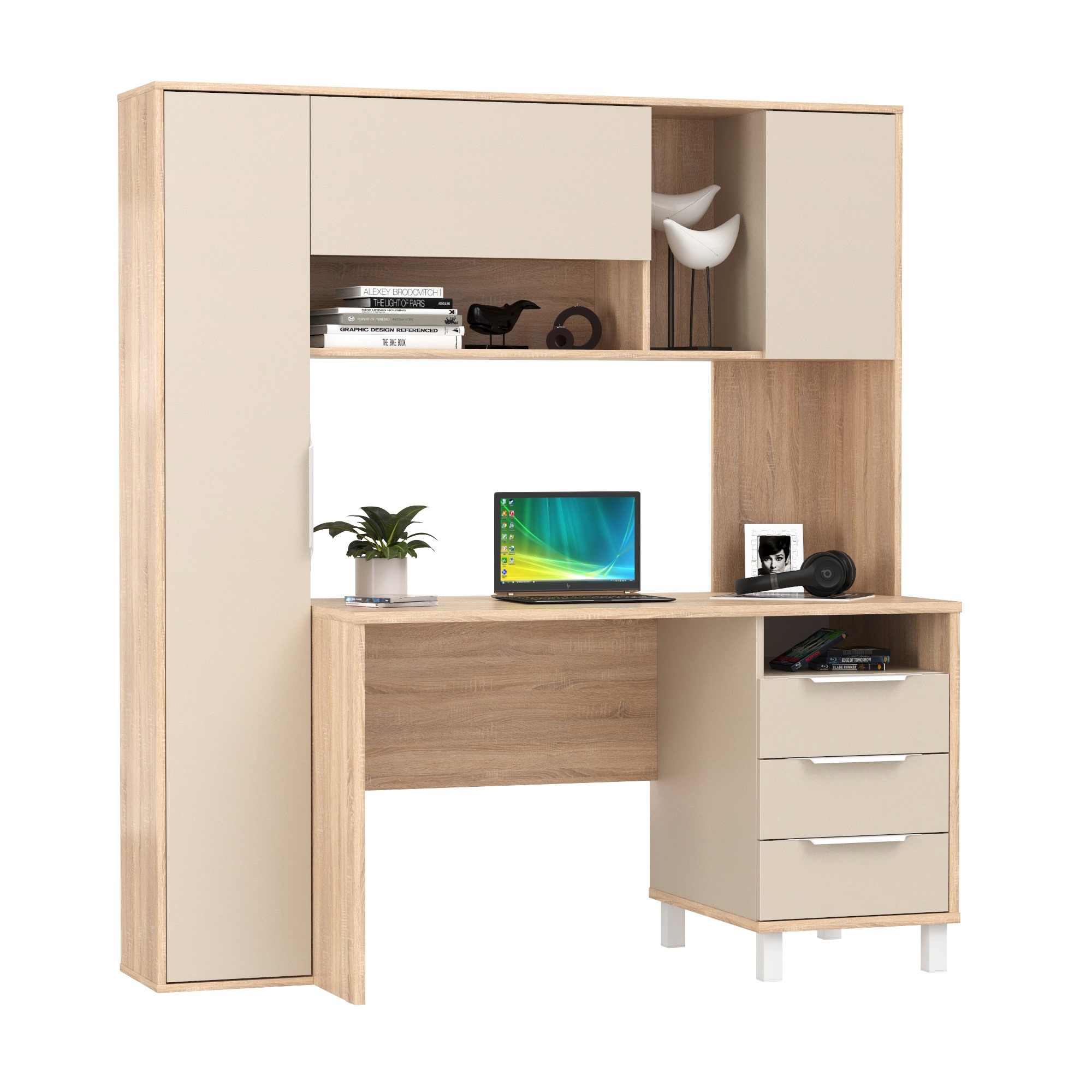 Изображение товара Стол офисный Mobi Комфорт 12.95N 162x180x60 см ЛДСП цвет дуб сонома/сатин
