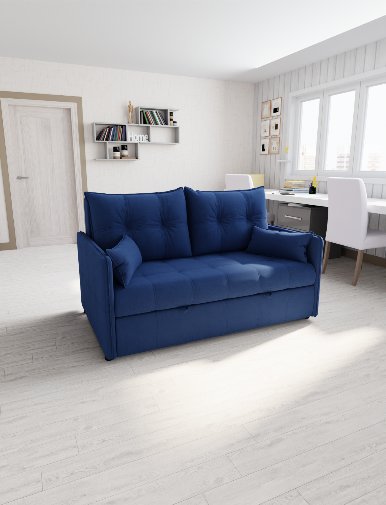 Изображение товара Раскладной диван Yorcom Палермо 26 180x92x104 см велюр цвет синий