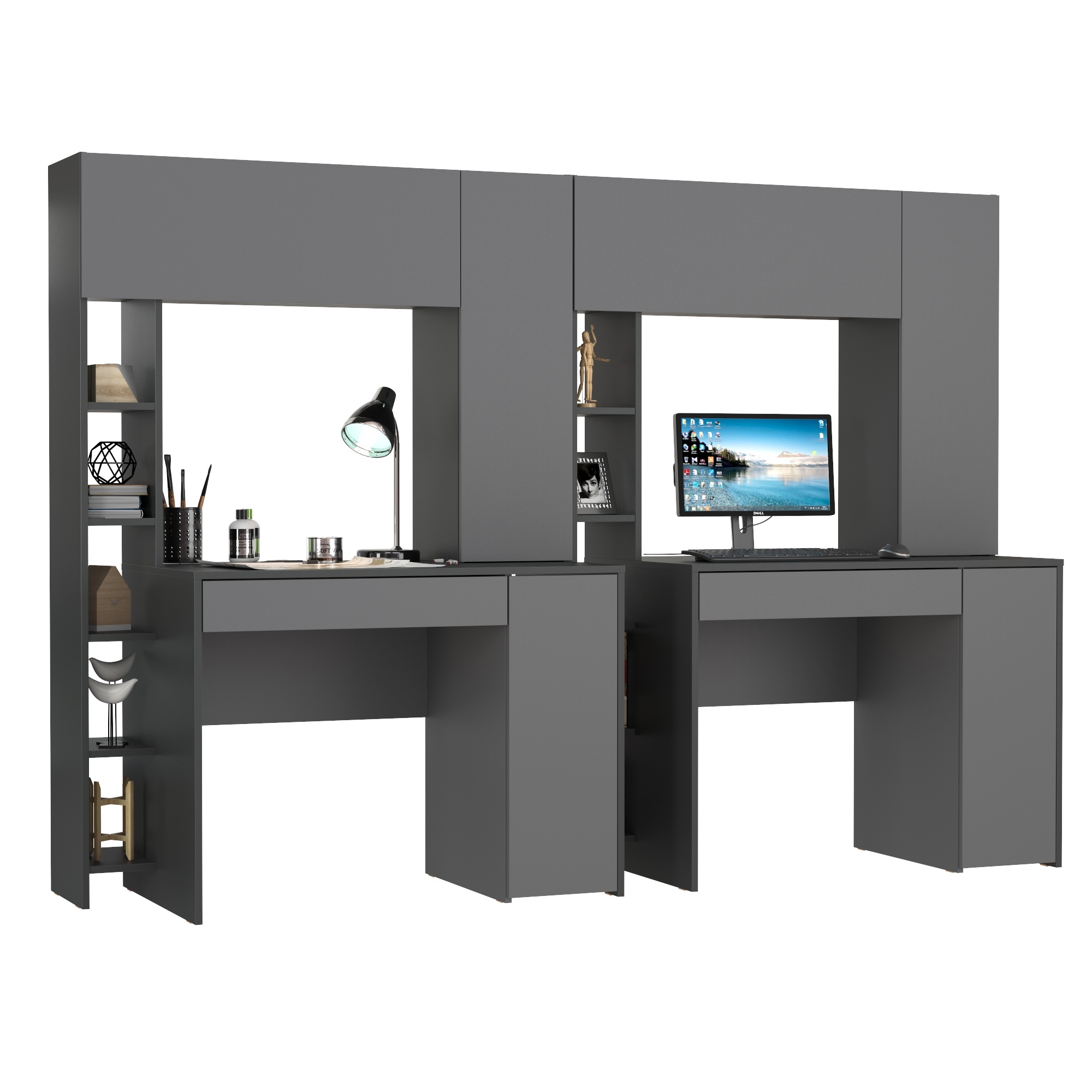 Изображение товара Стол офисный Mobi Комфорт 12.71 233x165x60 см ЛДСП цвет антрацит/темно-серый 2 шт.