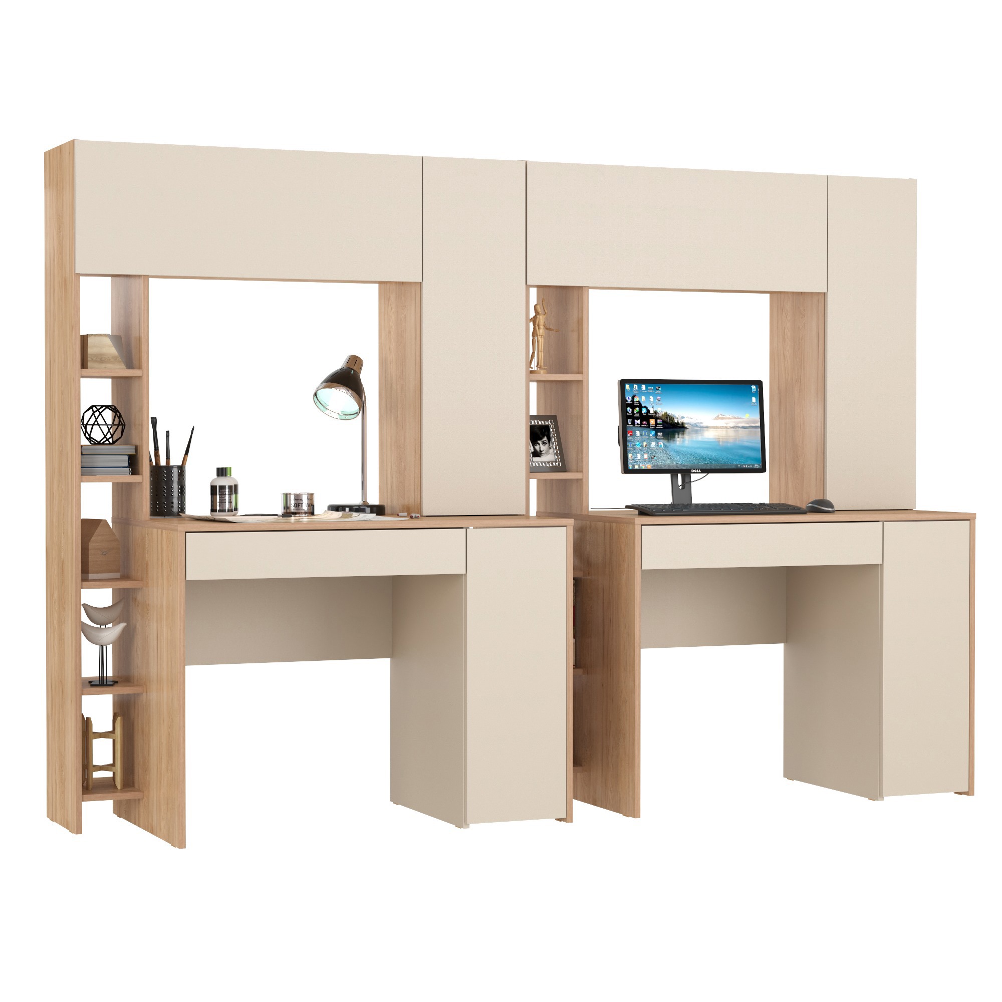 Изображение товара Офисный стол MOBI Комфорт 12.71 233x165x60 см ламинированная ДСП бежевый