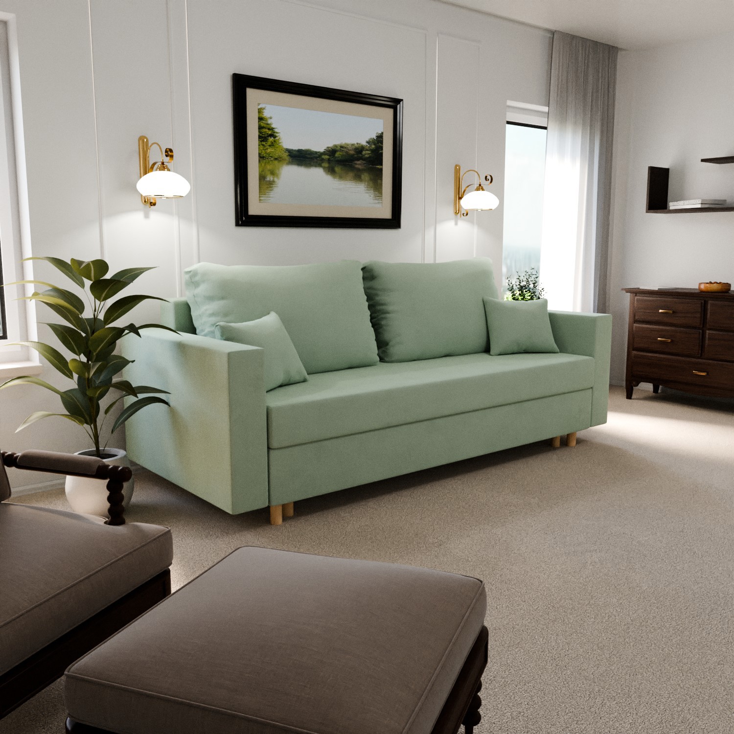 Изображение товара Раскладной диван Yorcom Пульсар 14 велюр зеленый 220x80x100 см