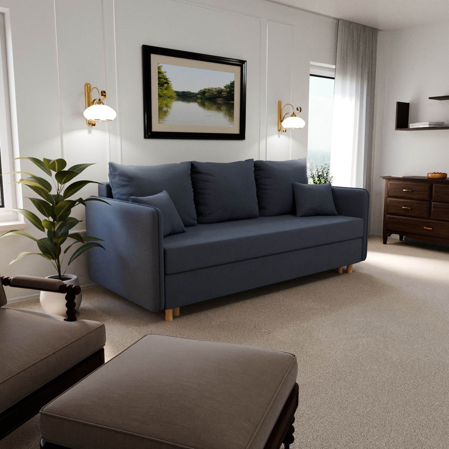 Изображение товара Раскладной диван Yorcom Санти 210x80x100 см велюр цвет серо-фиолетовый