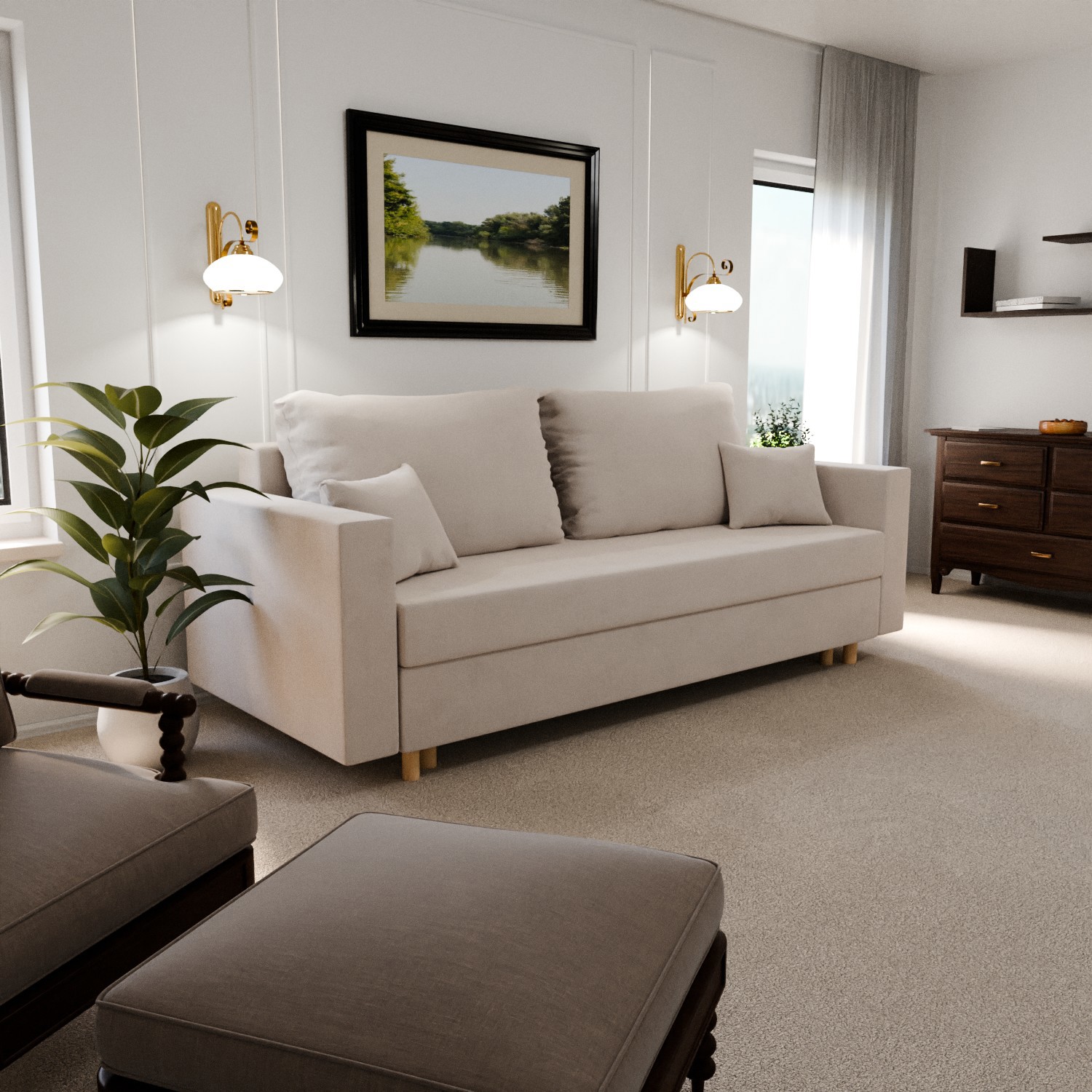 Изображение товара Раскладной диван Yorcom Пульсар 1 велюр белый 220х80х100 см стиль лофт