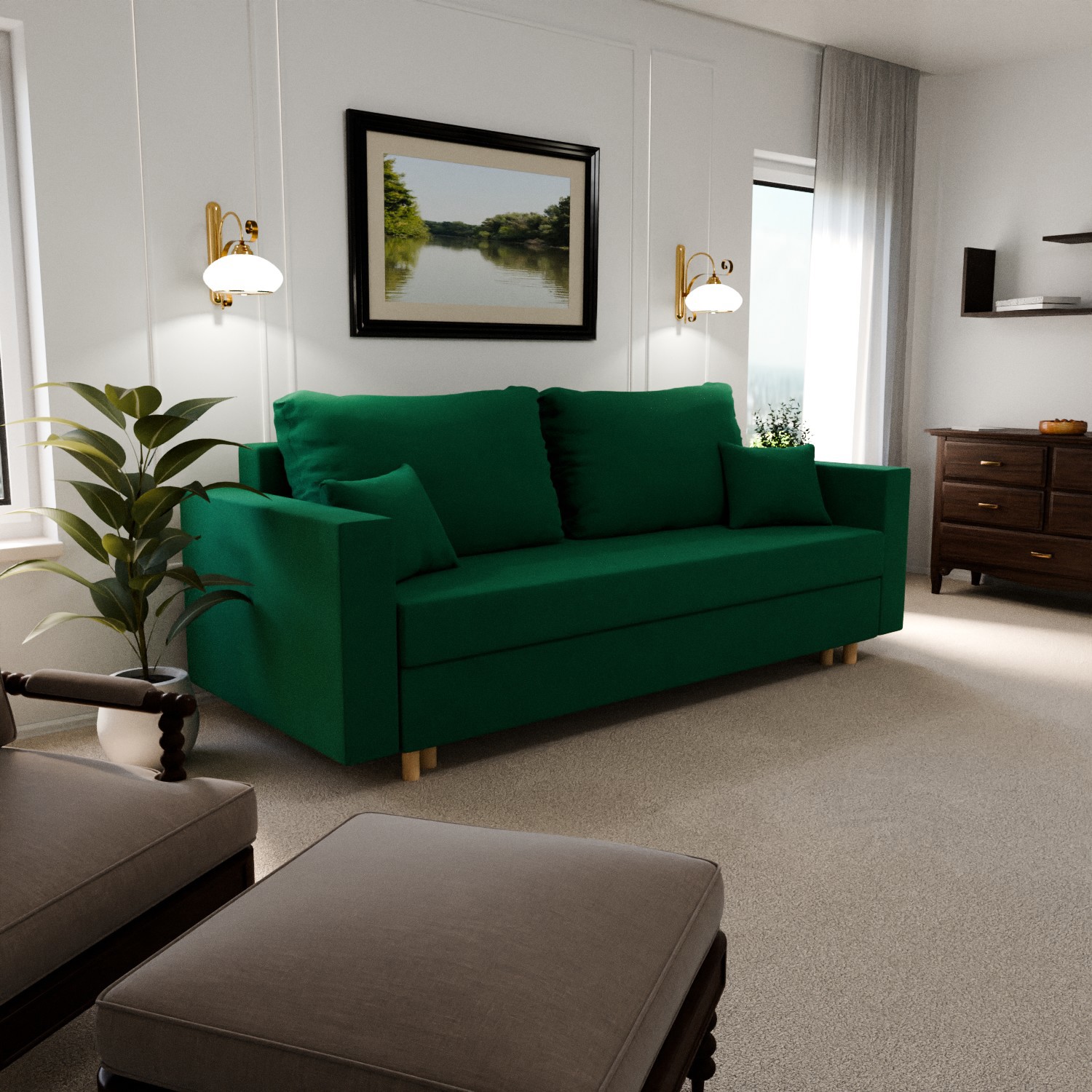 Изображение товара Раскладной диван Yorcom Пульсар 33 зеленый, стиль лофт, механизм еврокнижка