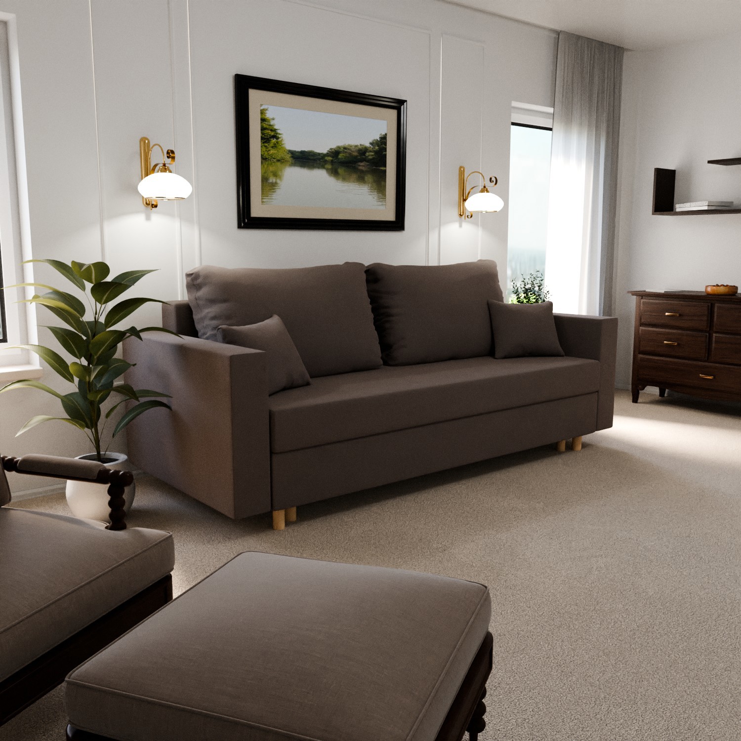 Изображение товара Раскладной диван Yorcom Пульсар 23 220x80x100 см велюр коричневый