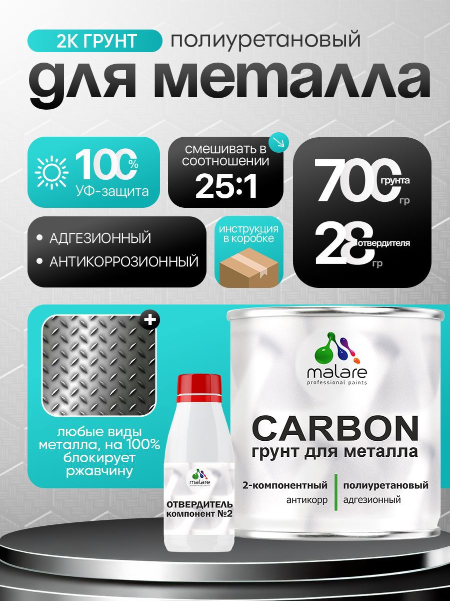 Изображение товара Грунт Malare Carbon по металлу двухкомпонентный антикоррозионный УФ-стойкий