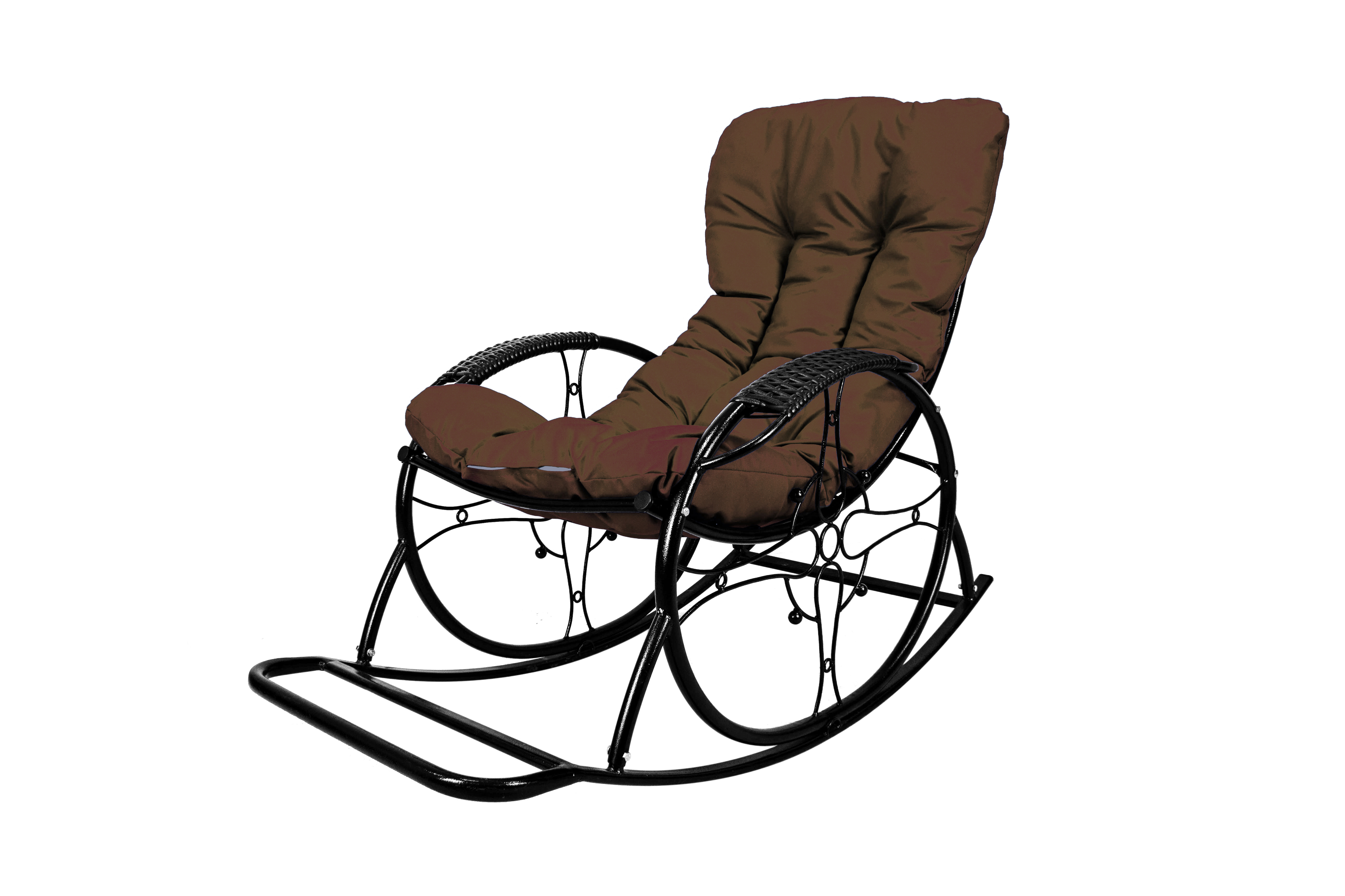 Изображение товара Кресло-качалка M-Group Люкс черный/коричневый 107x107x75 см