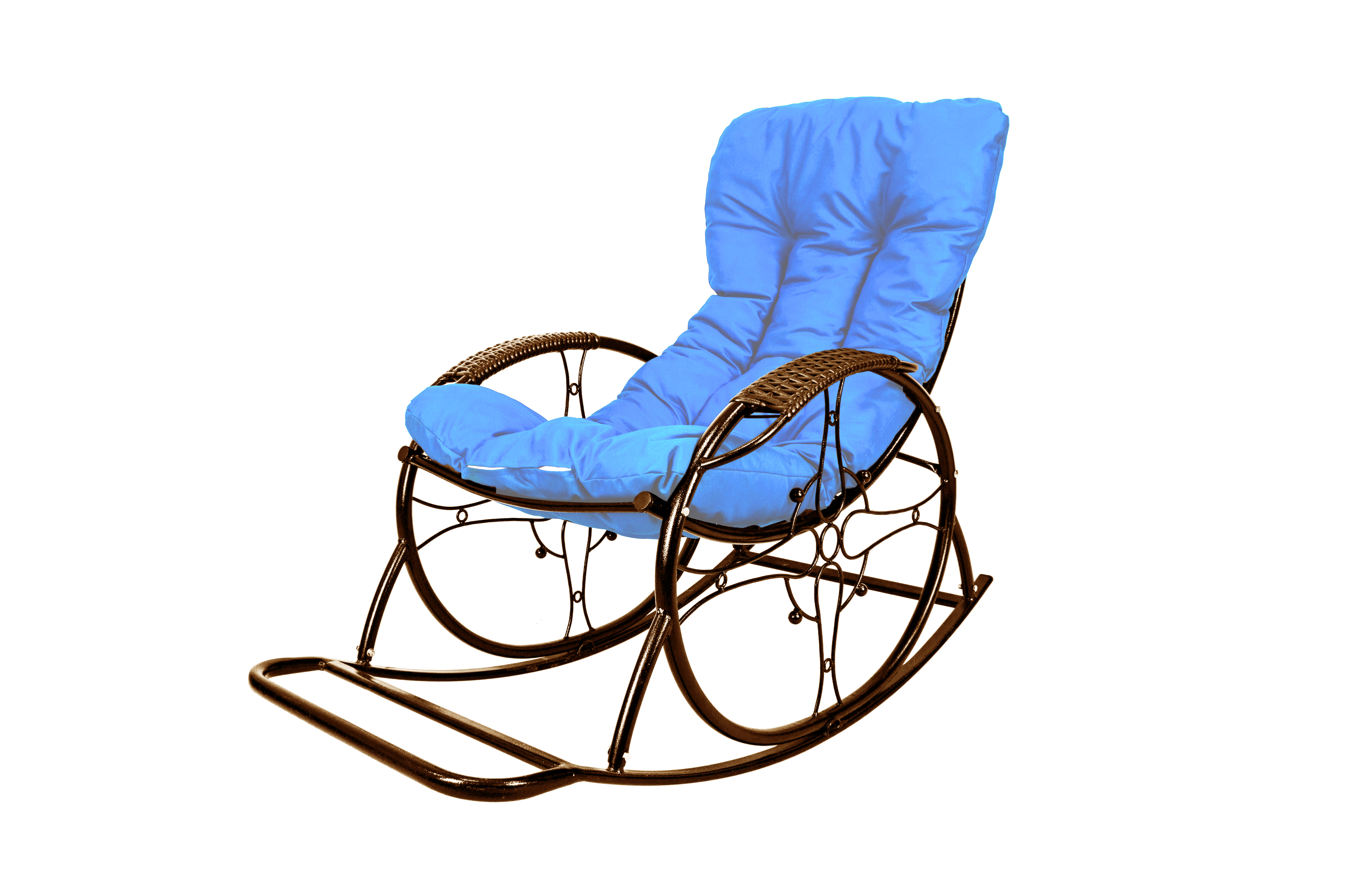 Изображение товара Кресло-качалка M-Group Люкс 11680203 107x107x75 см коричневый/голубой