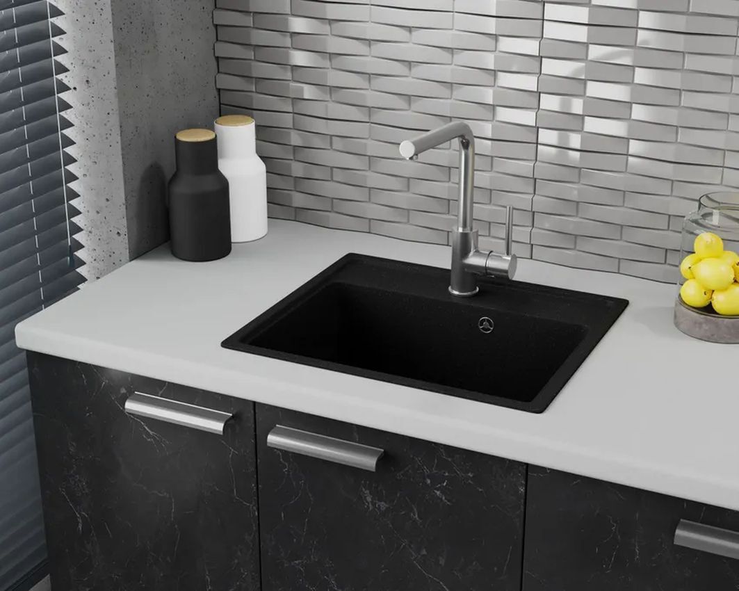 Изображение товара Раковина PR0008 без выпуска 42x49 см глубина чаши 42 см мрамор цвет черный камень