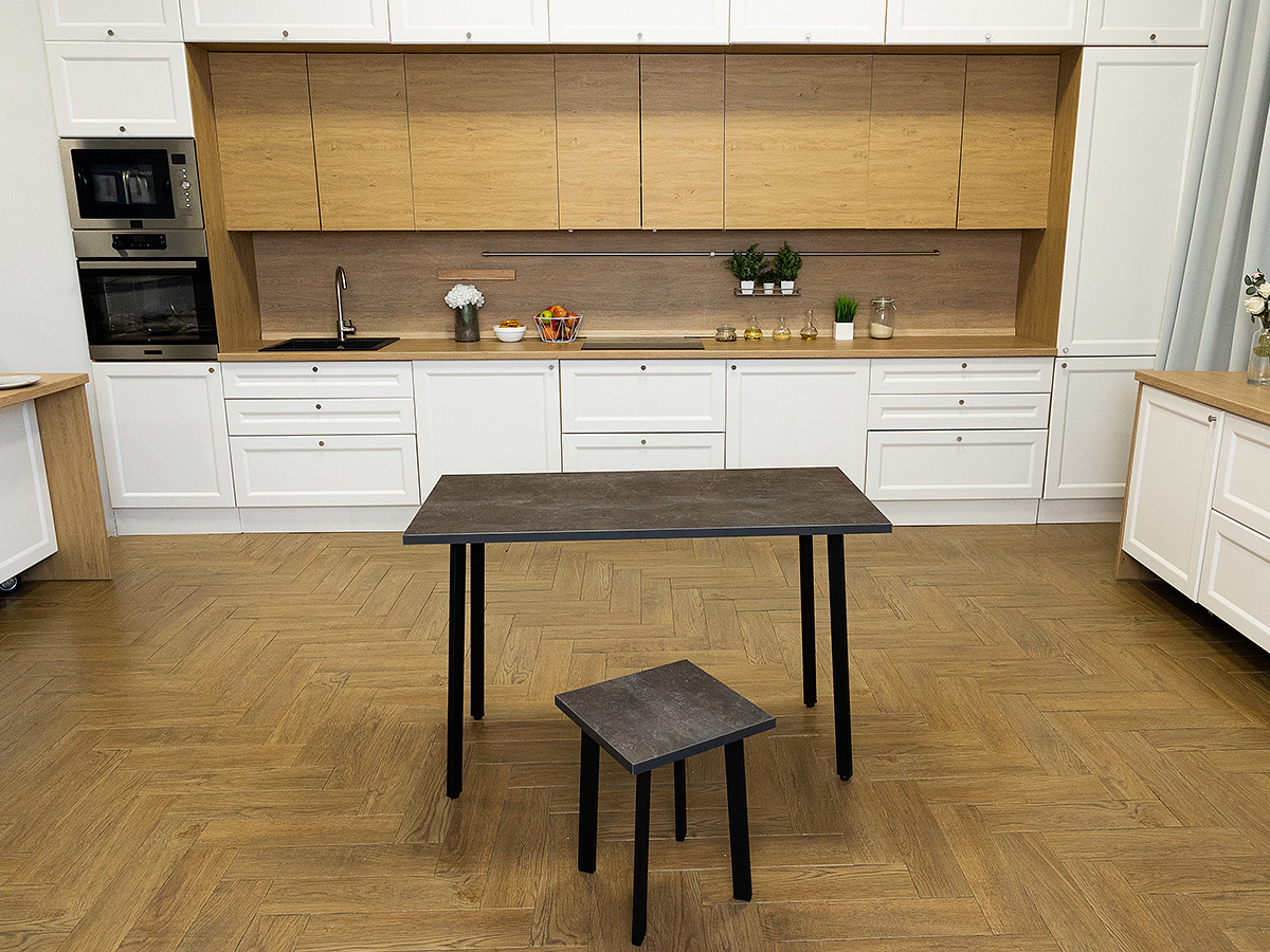 Изображение товара Кухонный стол Diko Loft Delight Dining 120x60x75 см цвет ателье темный Изображение товара Кухонный стол Diko Loft Delight Dining 120x60x75 см цвет ателье темный