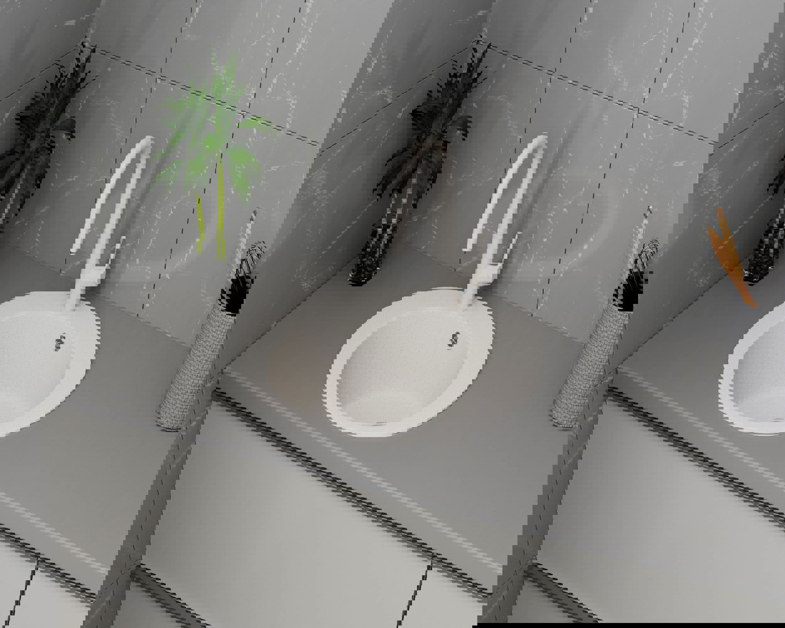 Изображение товара Мраморная раковина для кухни BAUEDGE PR0001 47.5 см белая