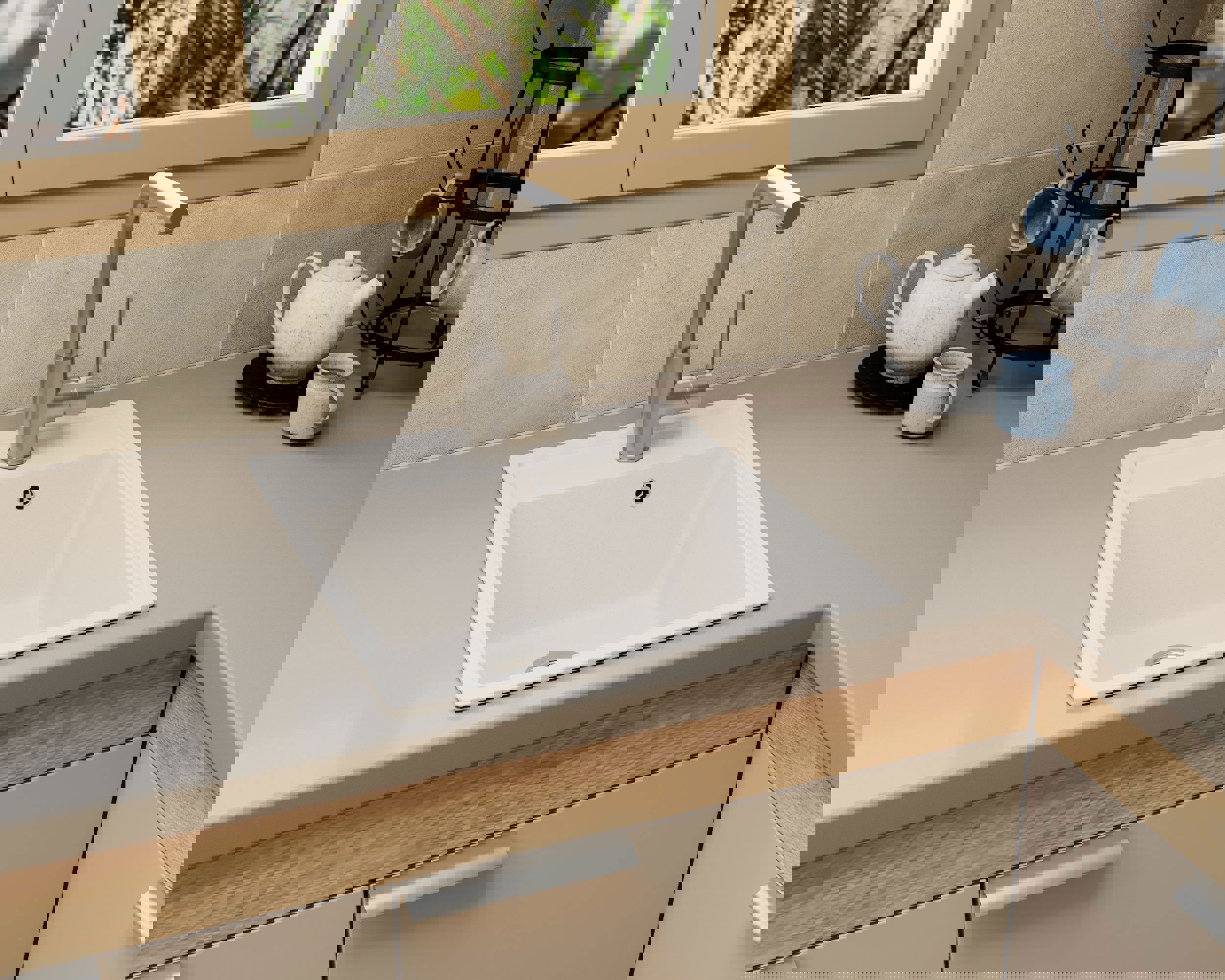 Изображение товара Раковина PR0004 без выпуска 48.50x42.50 см глубина чаши 48.50 см мрамор цвет белый