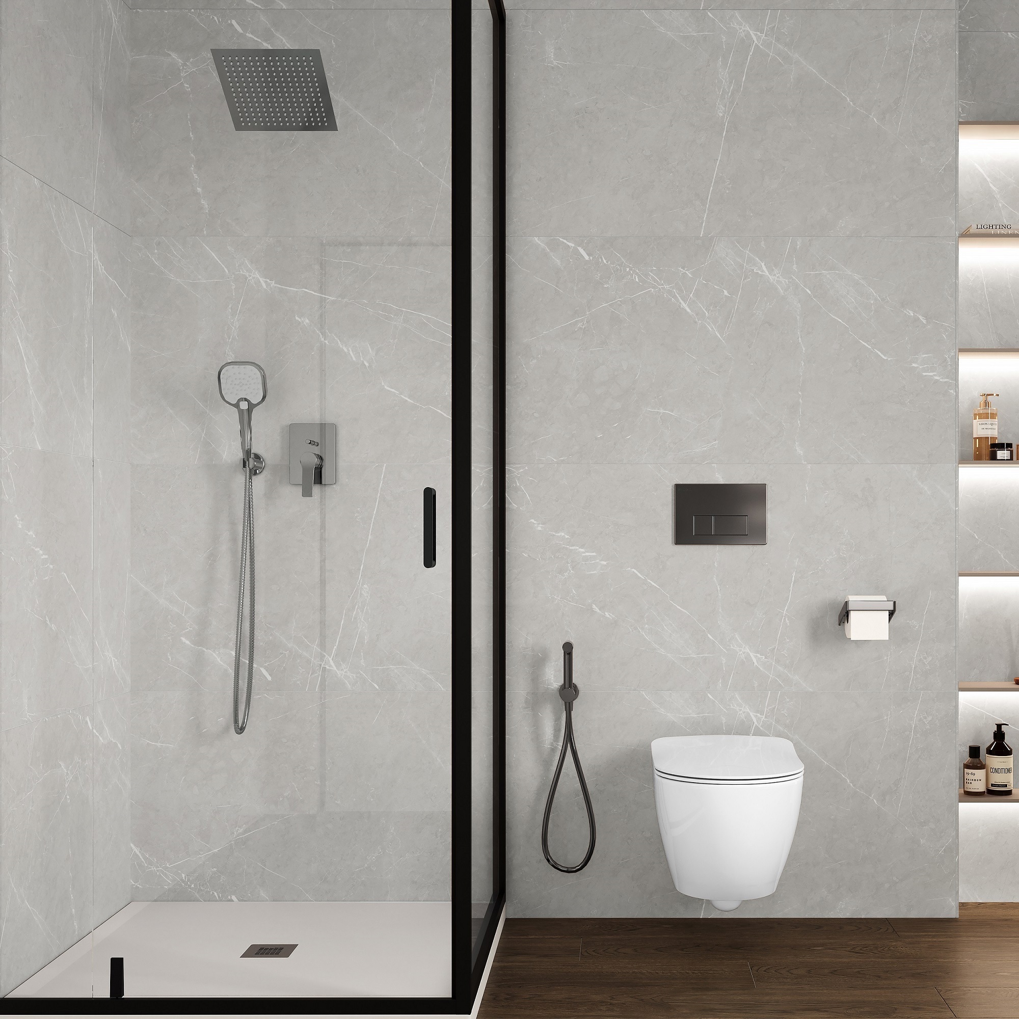 Изображение товара Глазурованный керамогранит Laparet Pietra Blanco 60x120 см светло-серый