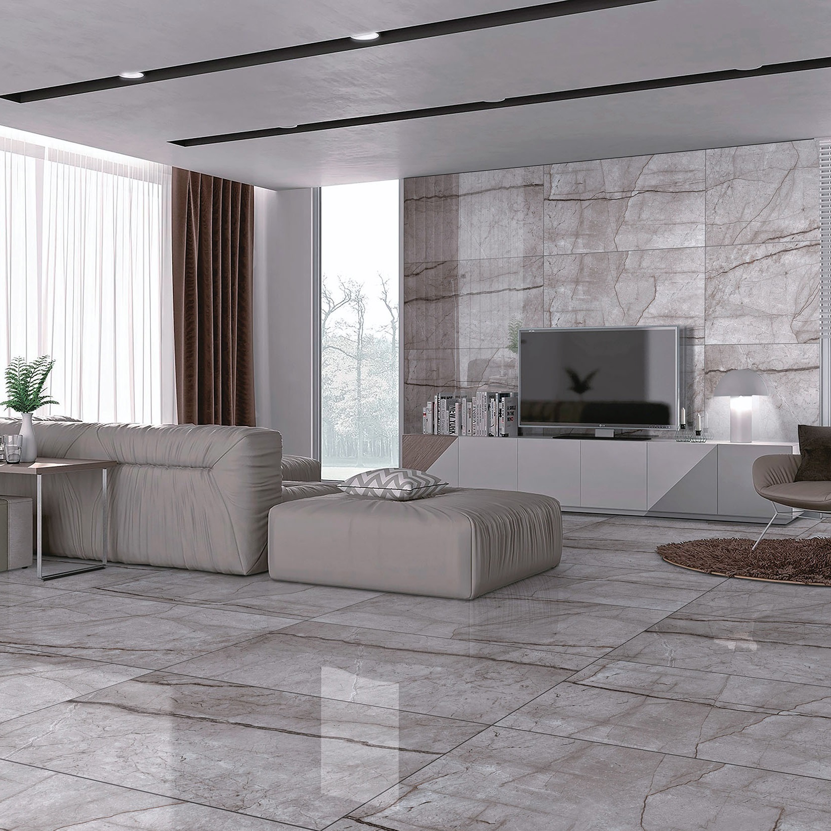 Изображение товара Глазурованный керамогранит Laparet Obsidian Moss Gray 60x120 с эффектом мрамора для внутренней и на