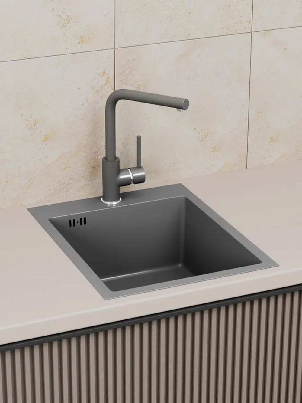 Изображение товара Мойка для кухни Bauedge KT4050B 50x40 см глубина чаши 19.5 см нержавеющая сталь цвет черный