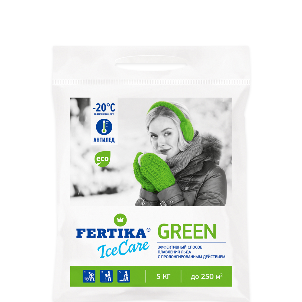 Изображение товара Противогололедный реагент IceCare Green до -20 градусов 5 кг безопасный экологичный