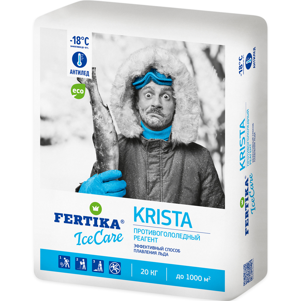 Изображение товара Противогололедный реагент IceCare Krista до -18 градусов 20 кг для обработки дорог