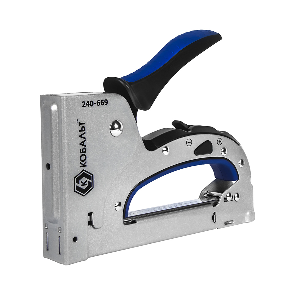 Изображение товара Ручной степлер Кобальт 240-669 для скоб 53 4-14 мм надежный инструмент