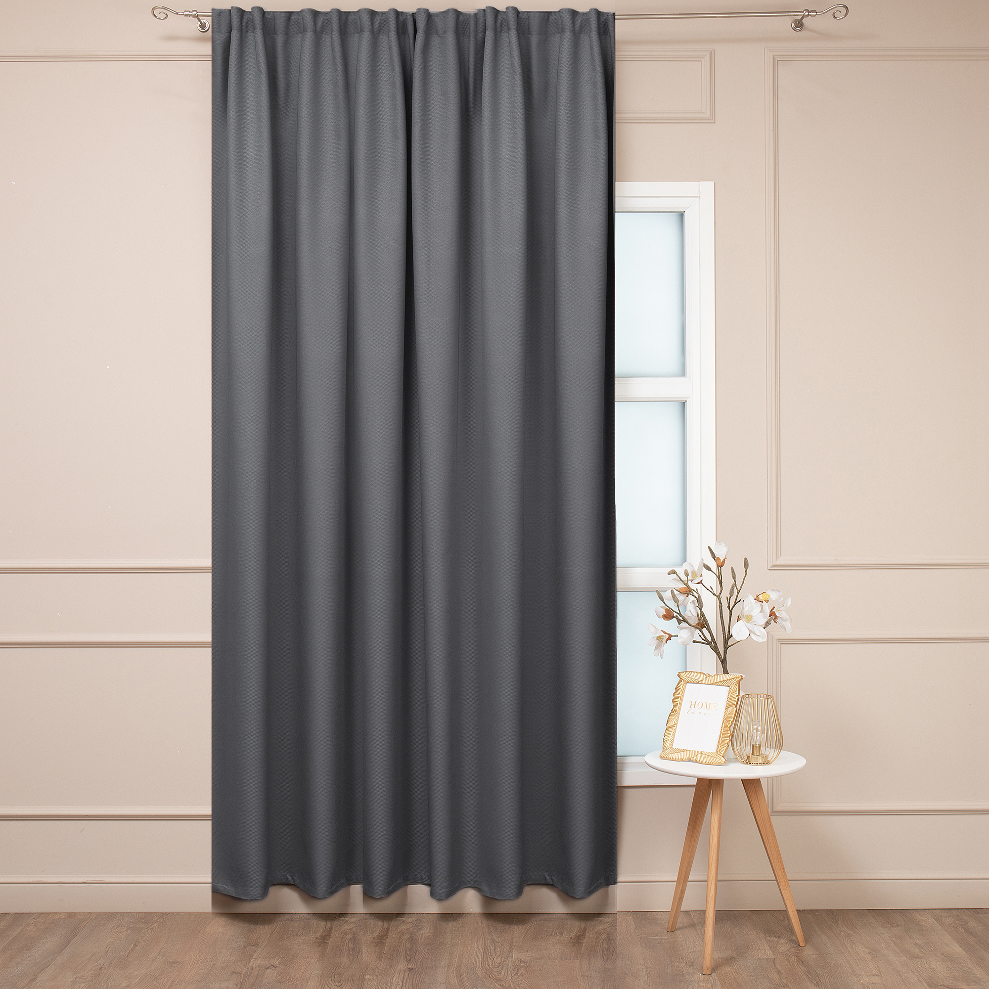 Изображение товара Штора на ленте димаут 200x280 см темно-серая для спальни стиль неоклассика