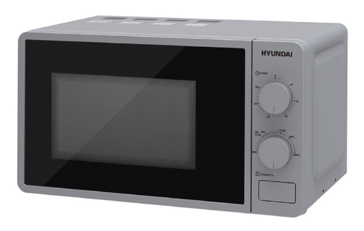 Изображение товара Отдельностоящая микроволновая печь Hyundai HYM-M2001 20 л 38x29x48 см цвет серый/серебристый