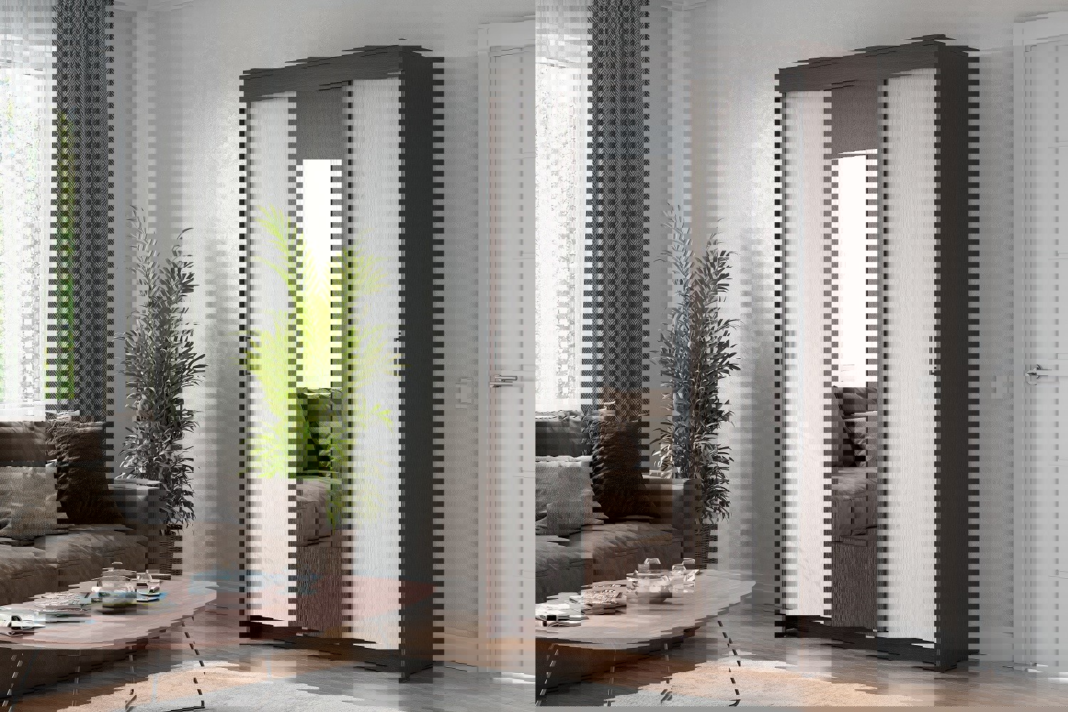 Изображение товара Шкаф-купе Арника ШКП 2 с 3 дверями 202x130x50 см ЛДСП венге ясень анкор светлый