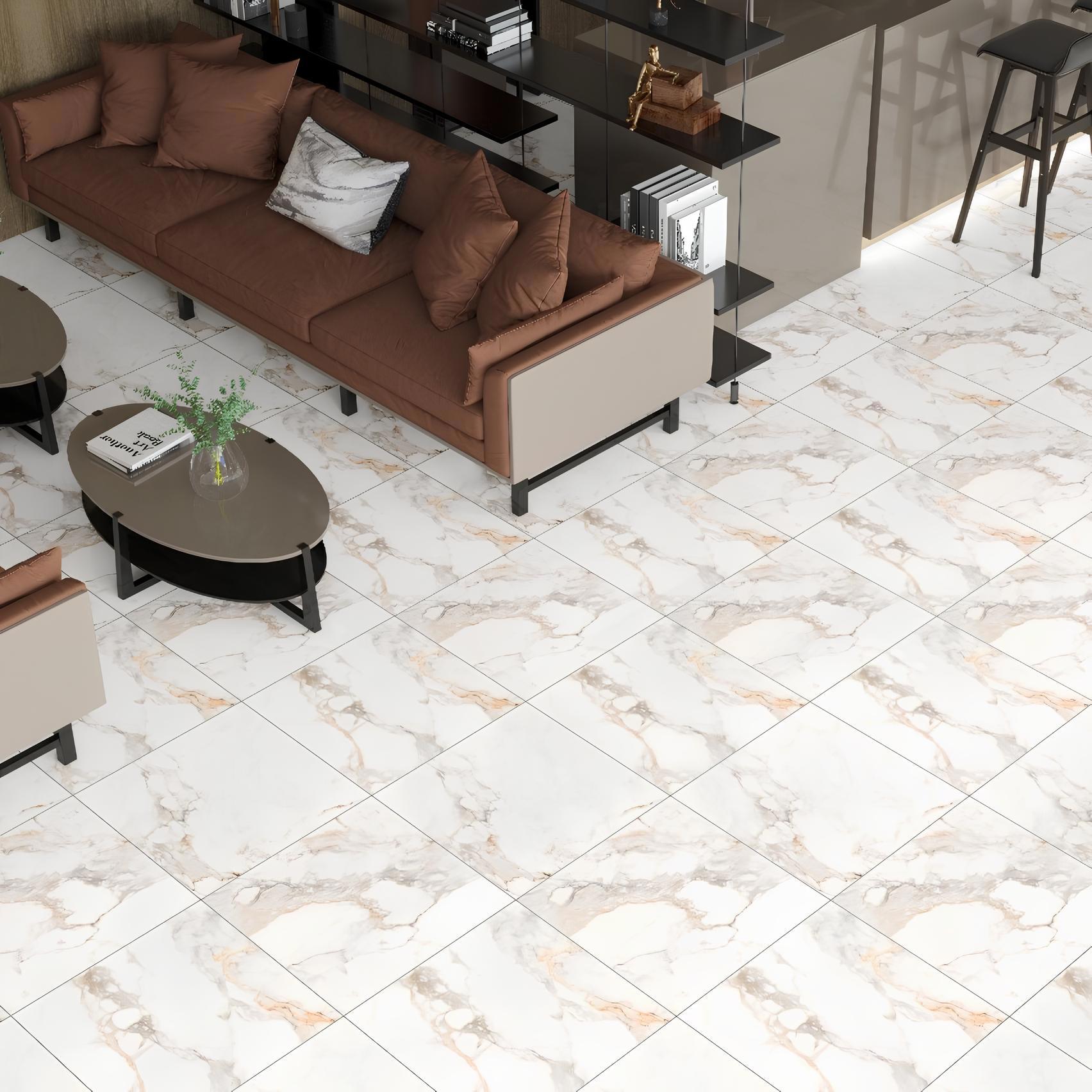 Изображение товара Глазурованный керамогранит Eternal Arascato Carrara 60x60 см 1.44 м² глянцевый цвет серо-белый