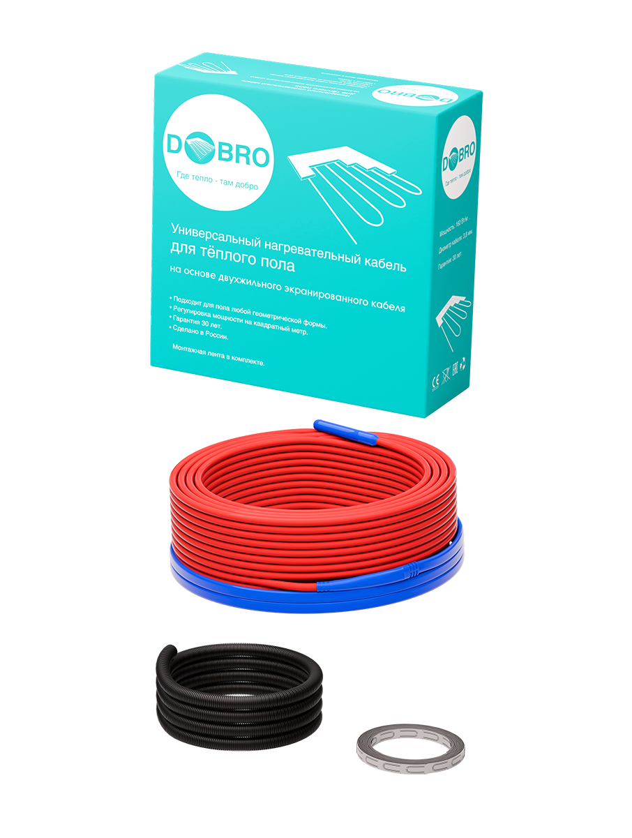 Изображение товара Нагревательный кабель Dobro 1.5 м² 225 Вт для пола в стяжку Россия