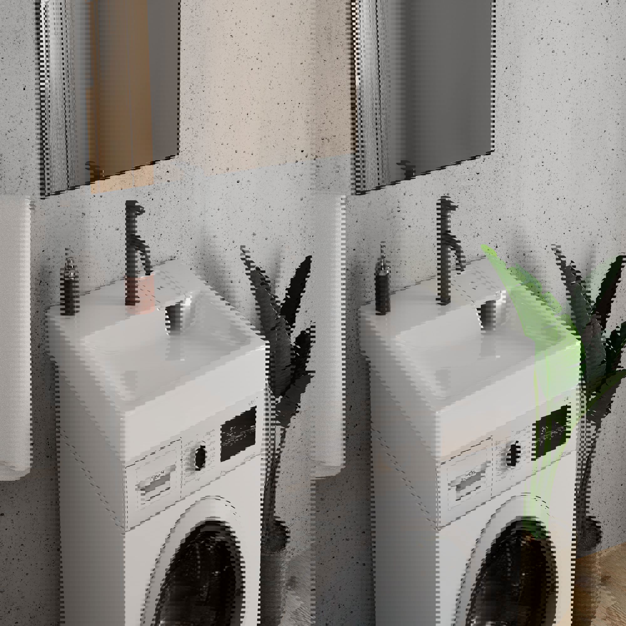 Изображение товара Раковина на стиральную машину Bauedge hotel XMY0001 60см цвет черный/белый