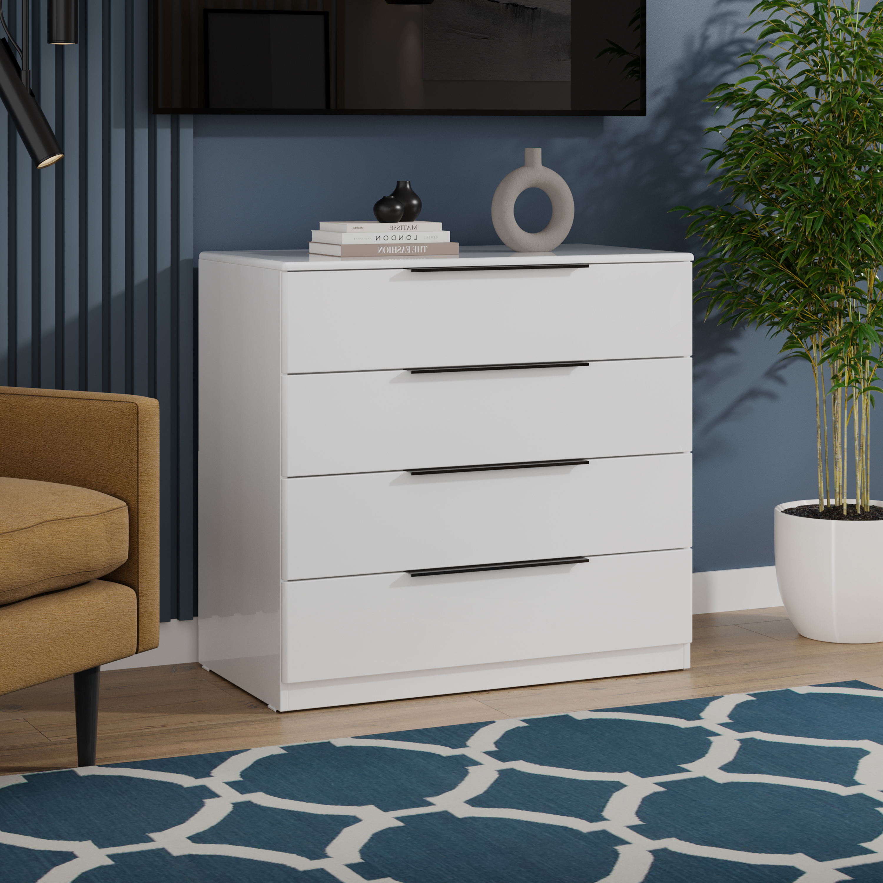 Изображение товара Комод Трия 4 ящика 92x51x88 см ЛДСП цвет белый