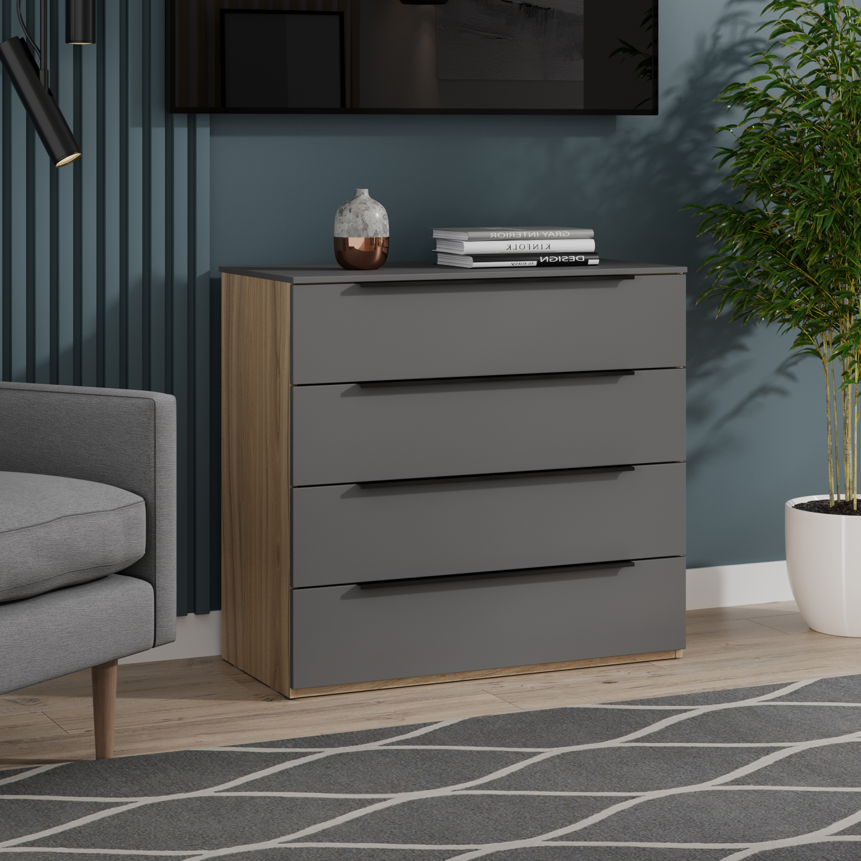 Изображение товара Комод Трия 247069 4 ящика современный из ЛДСП стильный российский