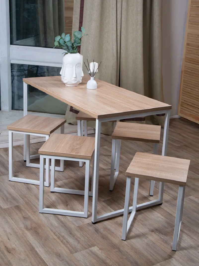 Изображение товара Обеденный стол Diko loft 140x70 см в стиле Лофт из ламинированной ДСП с регулируемыми ножками